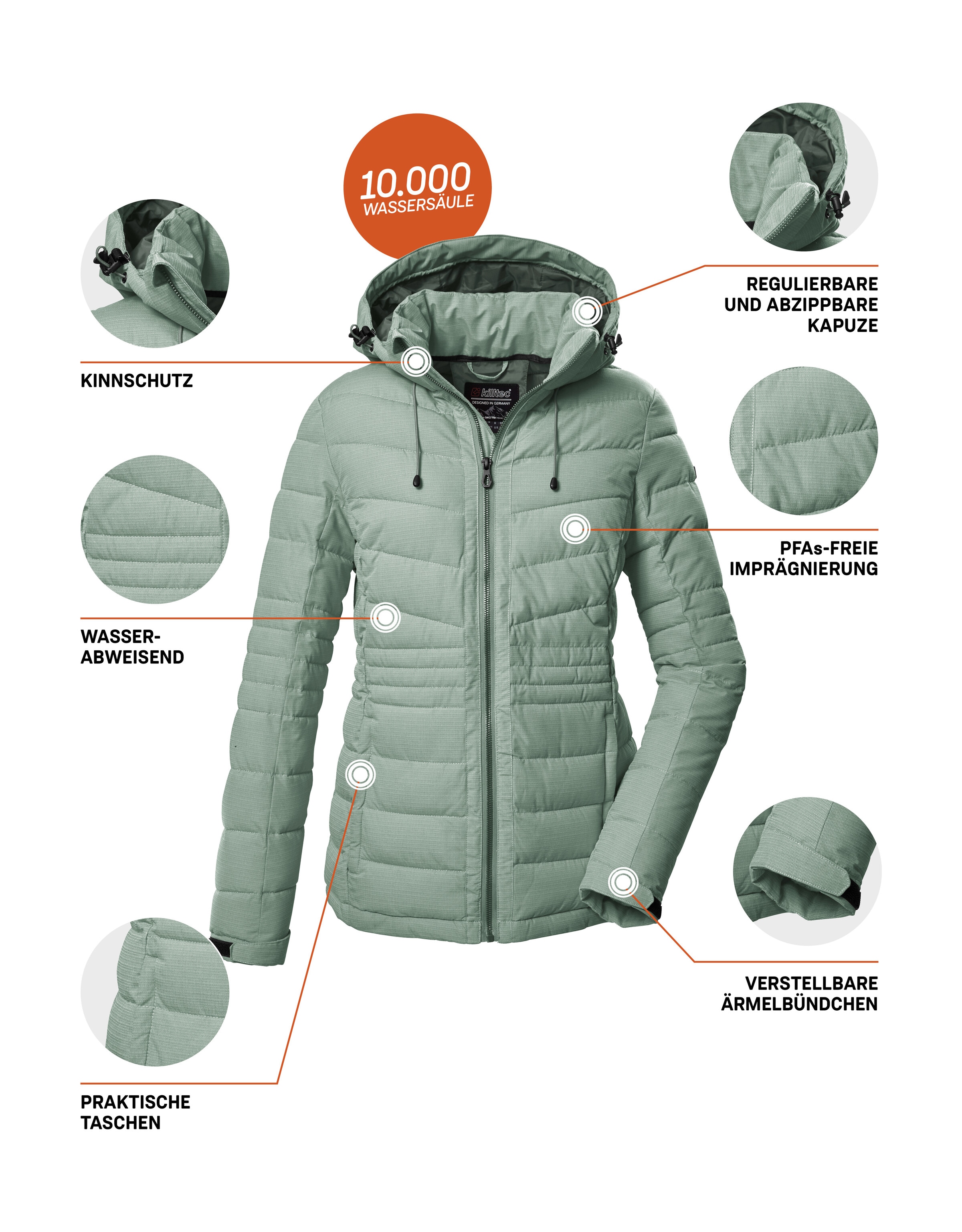 Killtec Steppjacke »KOW 10 WMN QLTD JCKT«, Damenjacke: abnehmbare Kapuze, wasserabweisend, atmungsaktiv