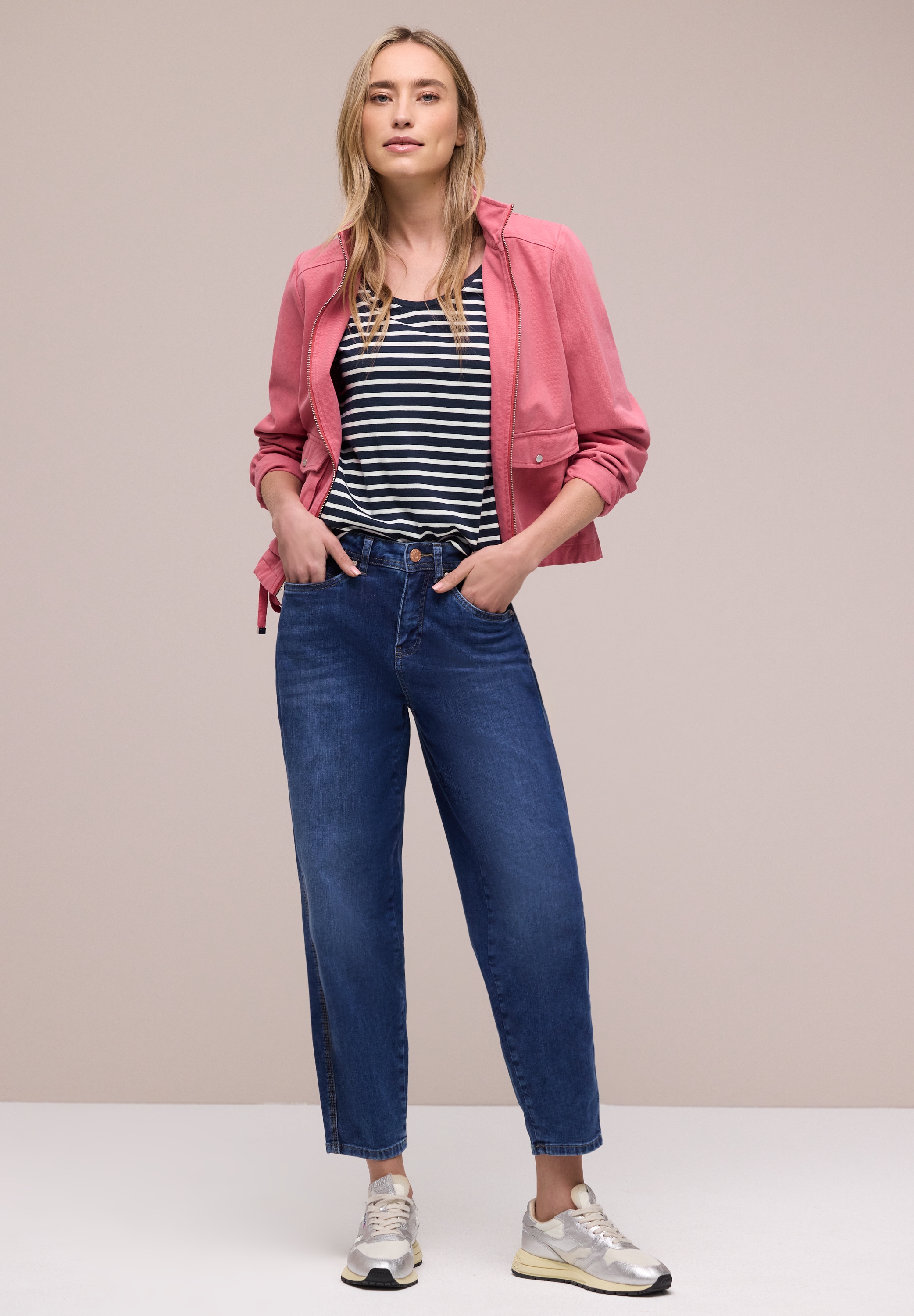 STREET ONE Kurzarmshirt »Style Gerda« im Streifen-Look und mit Rundhals