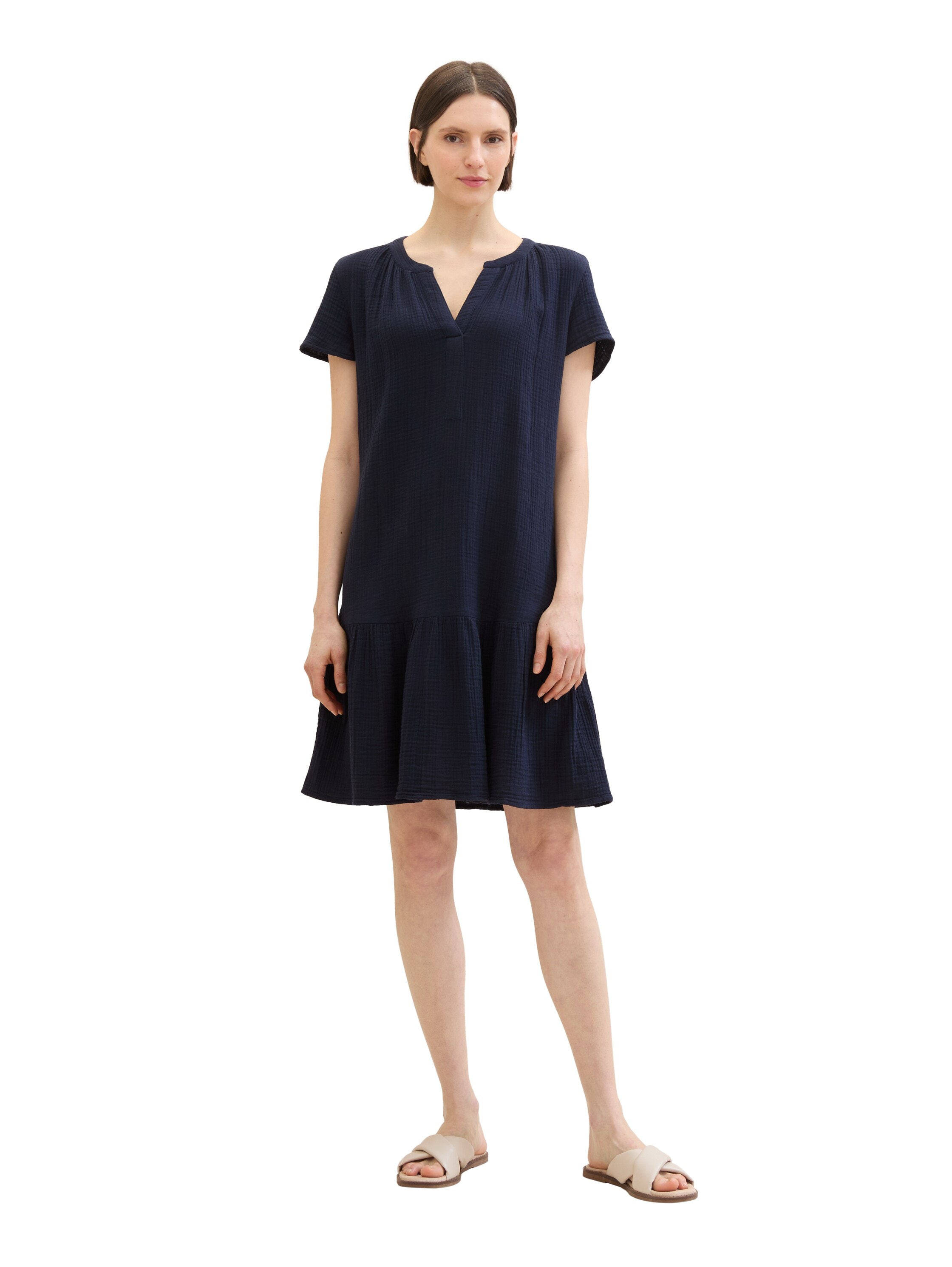 TOM TAILOR Minikleid, mit leichter Raffung - in Crincle-Optik