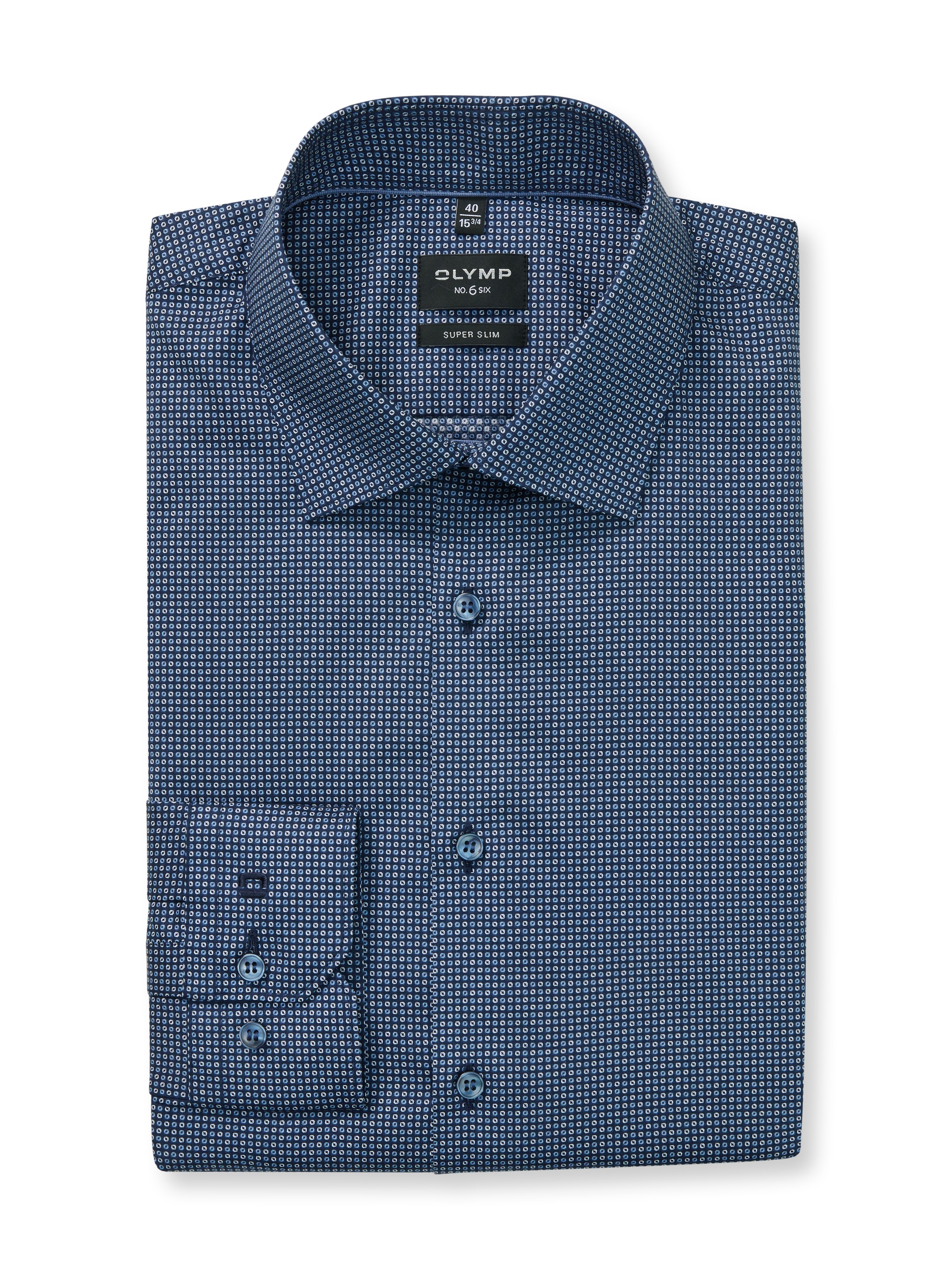 OLYMP Langarmhemd »No 6 six« super slim, New York Kentkragen, gemustert, Businesshemd