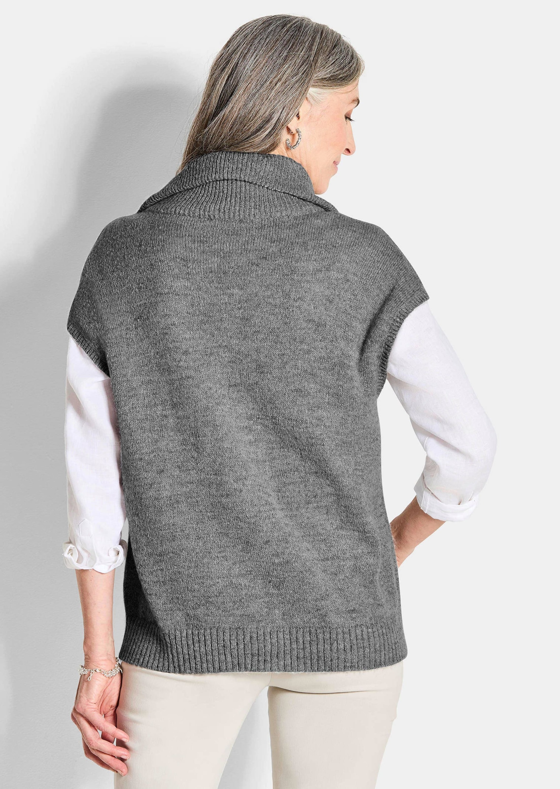 GOLDNER Kurzweste »Melierte Weste mit Reißverschluss« Troyerkragen mit durchgehendem Reißverschluss