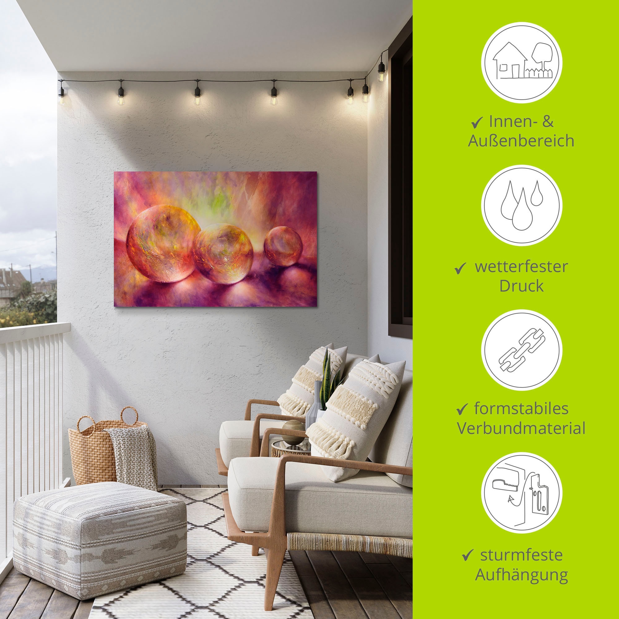 Artland Wandbild »Purpures Licht«, Muster, (1 St.), als Alubild, Outdoorbild, Leinwandbild, Poster in verschied. Größen