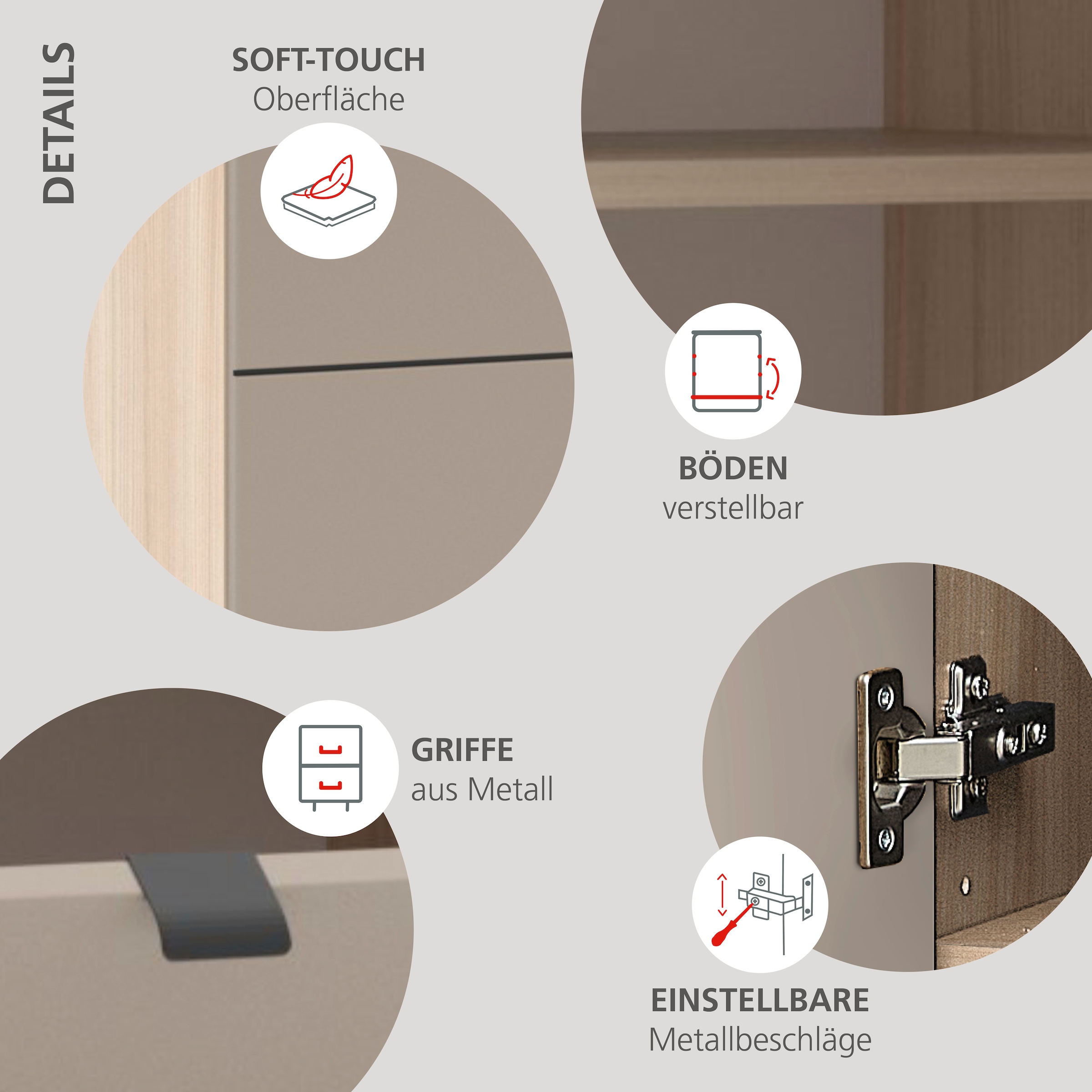 Innostyle Hängeschuhschrank »PISA Hängeschuhschrank« 1 Stk. tlg. Soft Close, AB- Kante, 1 Klappe, 4 Fächer