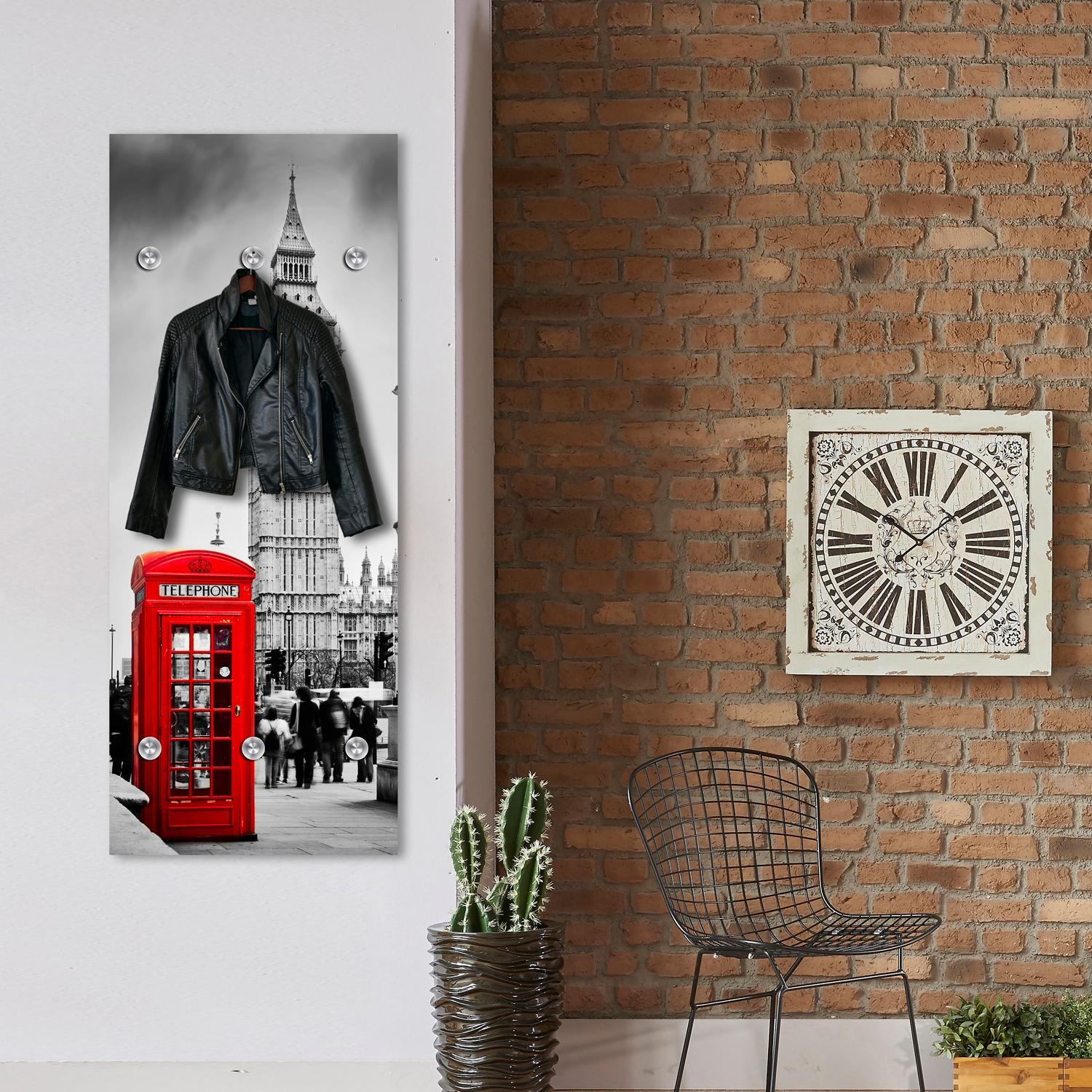 queence Garderobenleiste »London« mit 6 Haken, 50 x 120 cm