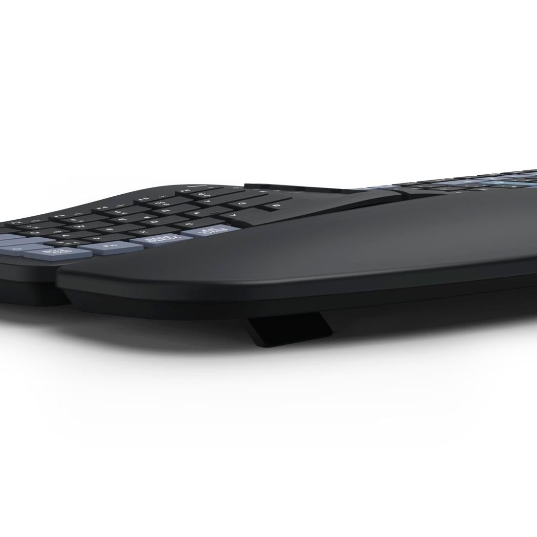 Hama ergonomische Tastatur »Ergonomische Tastatur (kabellos, Multi Device, 2x Bluetooth, 1x Funk)« (Handgelenkauflage | ausklappbare Füße)