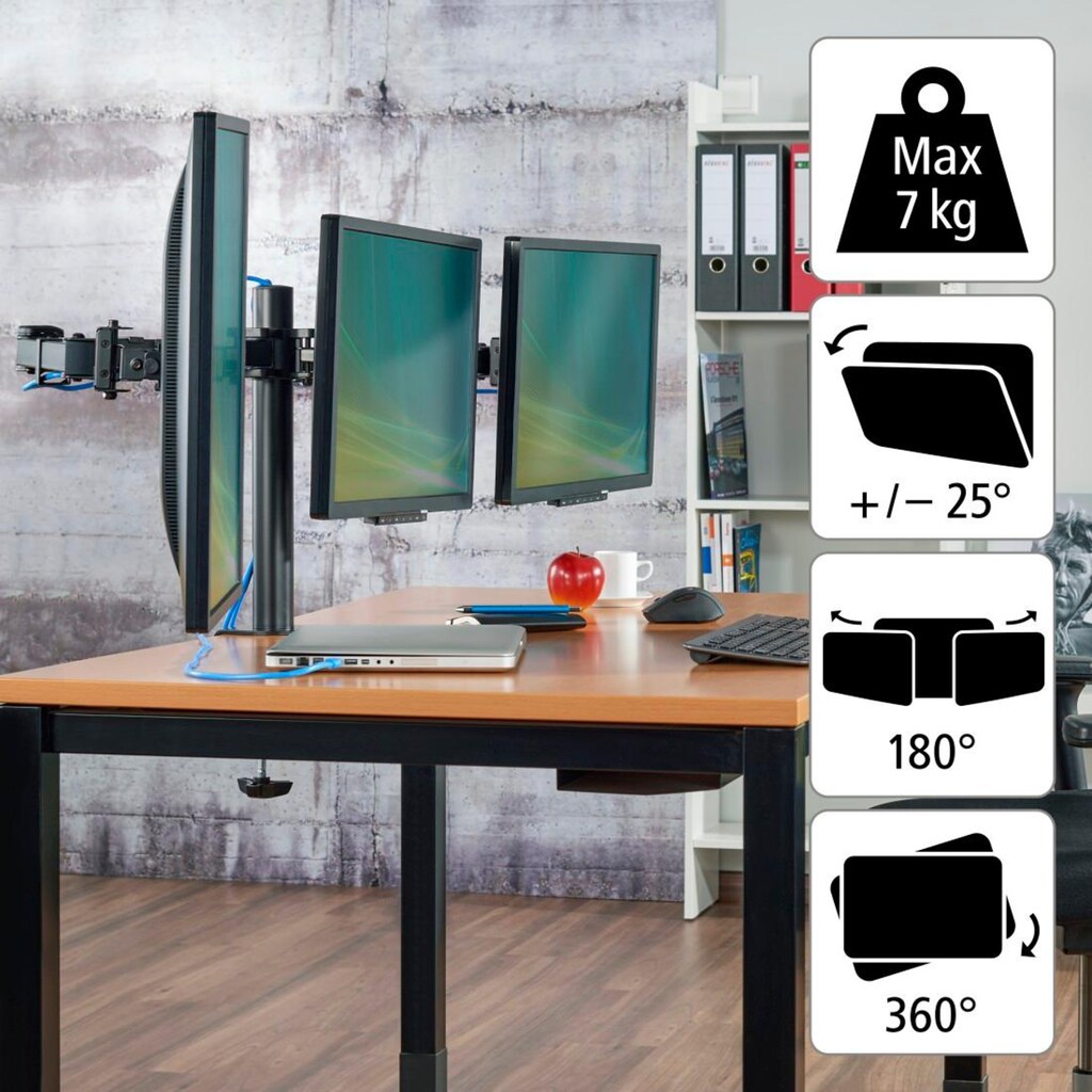 Hama Monitor-Halterung »Bildschirm Halterung, 33-69cm(13"-27") 3 Monitore«, bis 69 cm Zoll