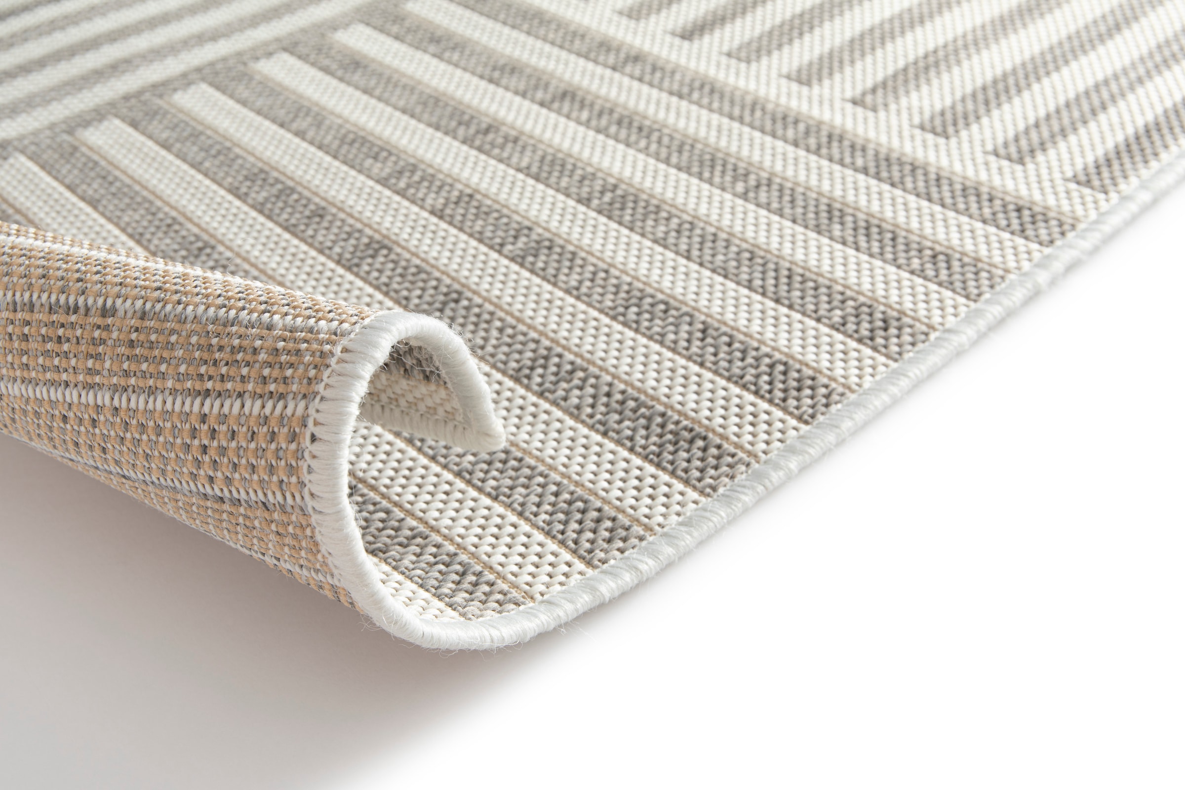 Primaflor-Ideen in Textil Teppich »Outdoorteppich RENEW - Stripes, Made in Belgium«, rechteckig, 4 mm Höhe, Flachgewebe, geometrisches Muster, In- und Outdoor geeignet