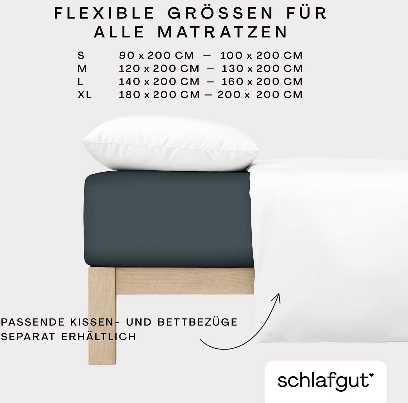 Schlafgut Spannbettlaken »CASUAL u.a. in Gr. 90x200, 140x200 oder 180x200 cm, 100% Baumwolle«, Bettlaken für Matratzen bis 25 cm Höhe, zuverlässig, langlebig, weich
