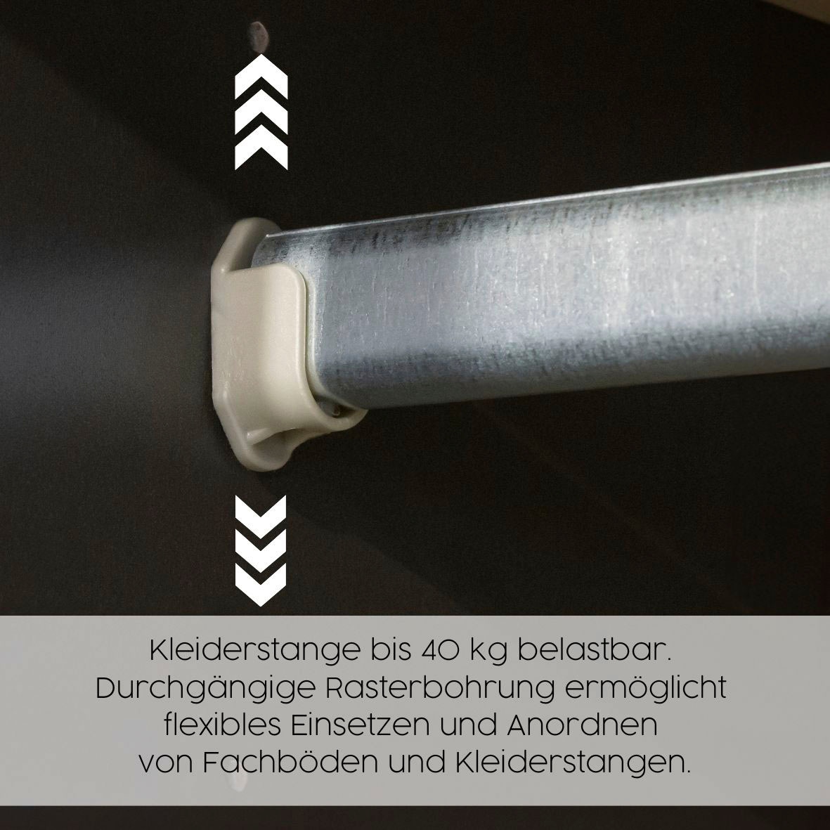 rauch Drehtürenschrank »Kleiderschrank Schrank Garderobe Wäscheschrank NAGATA mit Spiegel«, (in 3 verschiedenen Ausstattungen BASIC/CLASSIC/PREMIUM), und modernen Stangengriffen in Graumetallic TOPSELLER MADE IN GERMANY