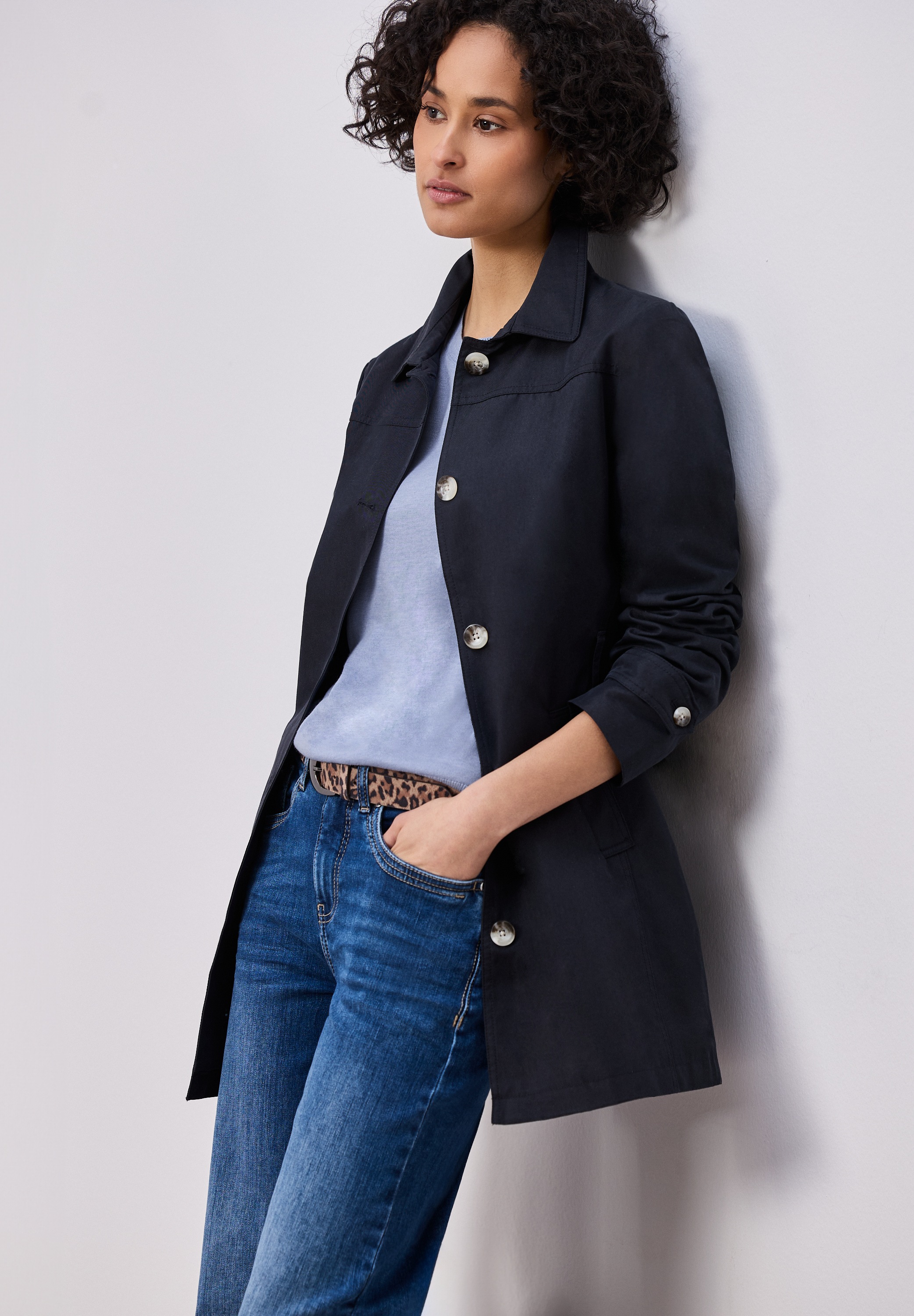 STREET ONE Kurzarmpullover in Strick-Optik und mit Rundhals