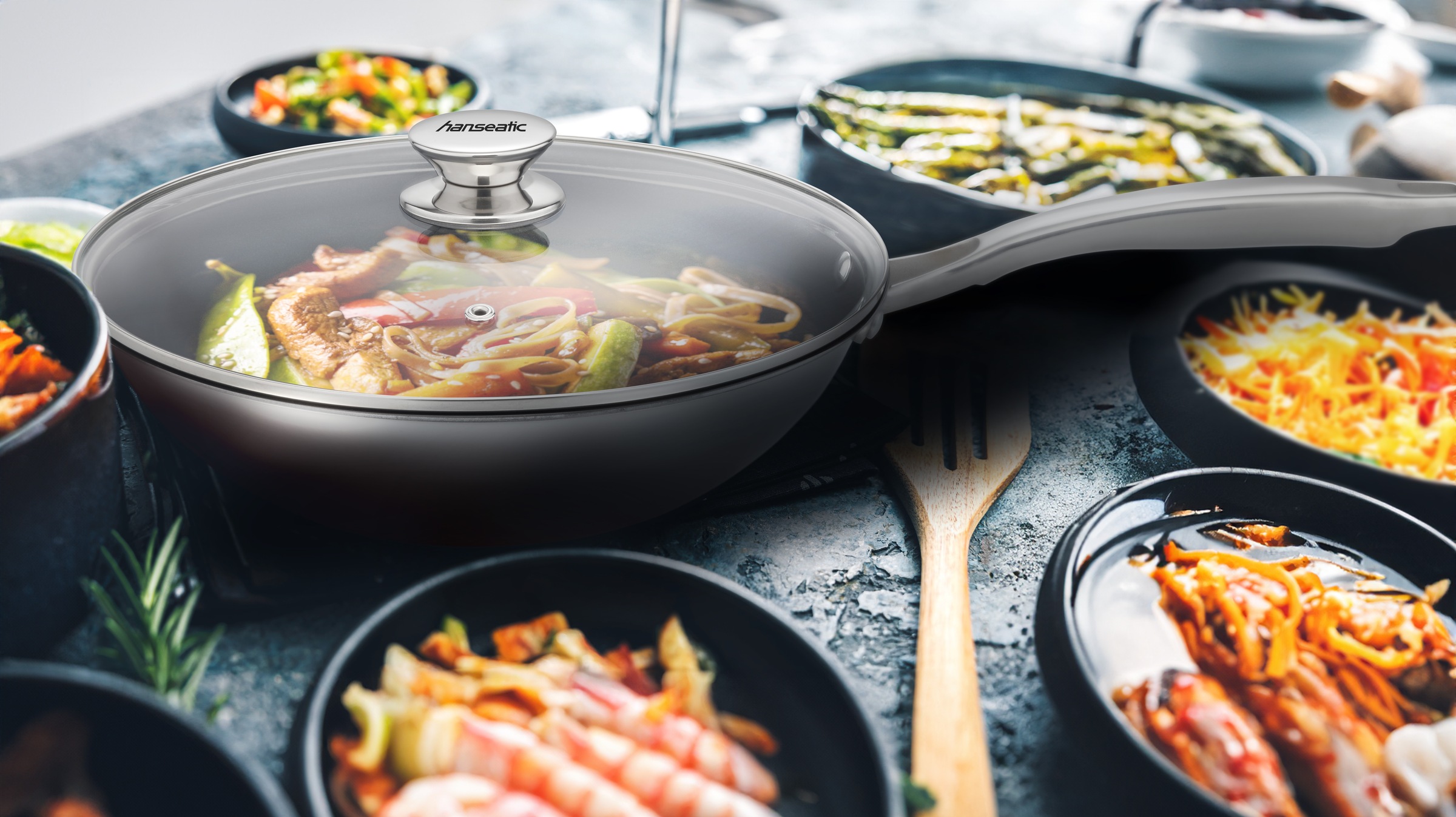 Hanseatic Wok »hanseatic« Edelstahl aus Dreischicht-Material mit Antihaft-Versiegelung, ø 28 cm, Induktion