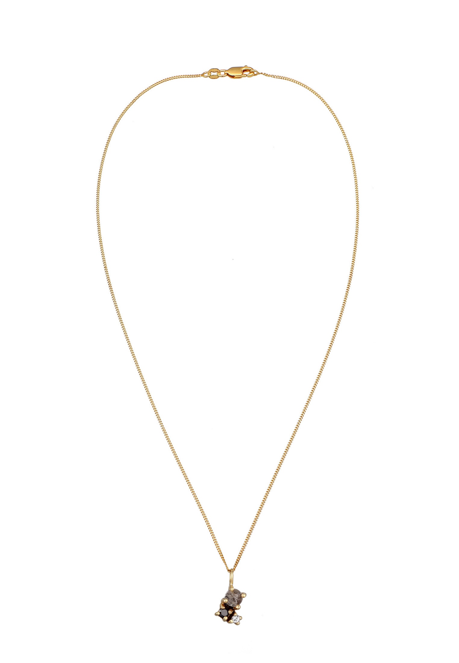 Elli DIAMONDS Silberkette »Halskette Anhänger Diamant Schwarz (0.006 ct) Klassik 375 Gelbgold«