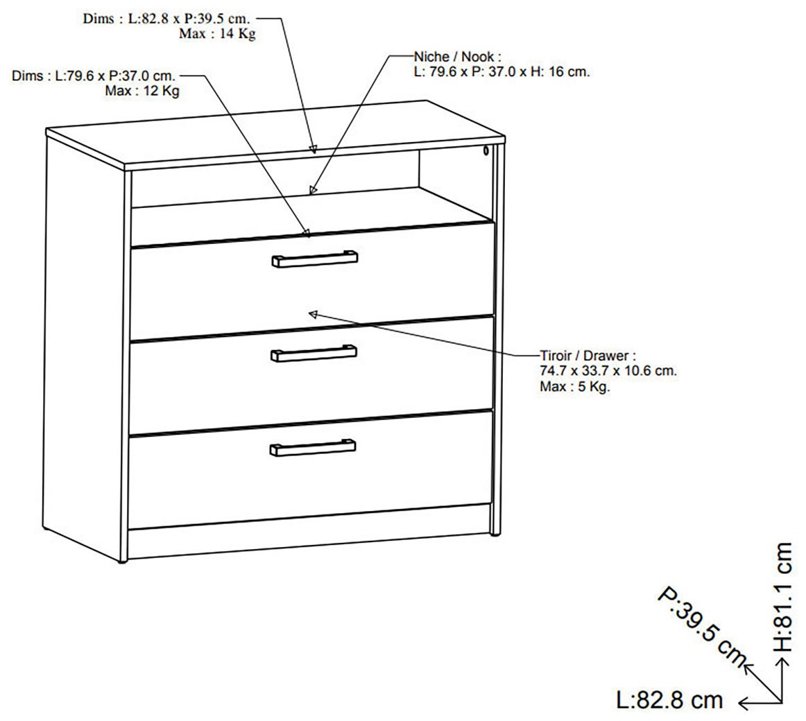 Demeyere GROUP Kombikommode »Watson« Schubkatenkommode 3 Schubladen 1 Niche
