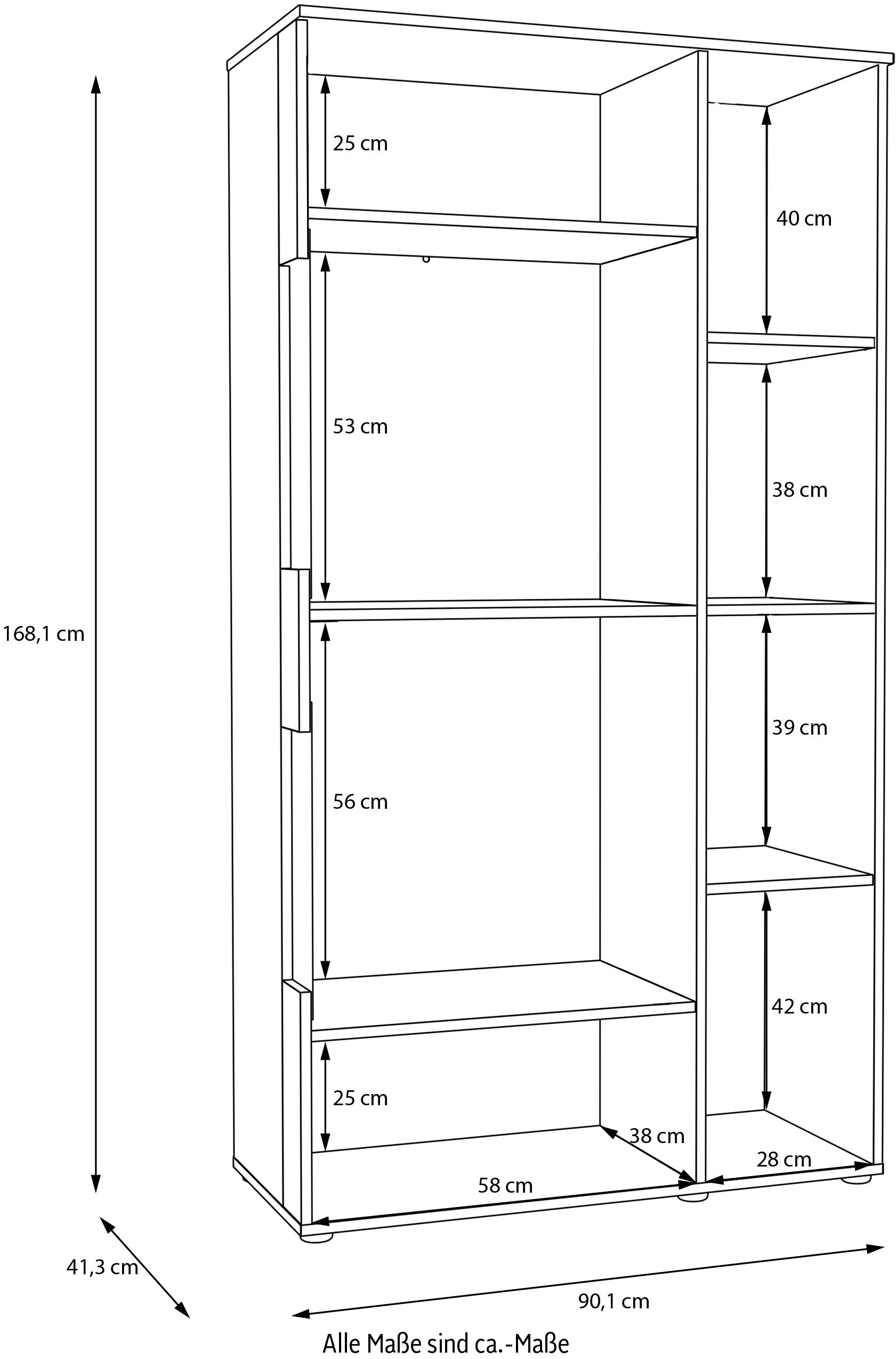 FORTE Vitrine »Como«, Highboard, LED Beleuchtung Einlegeböden, Glastüre, Soft Close