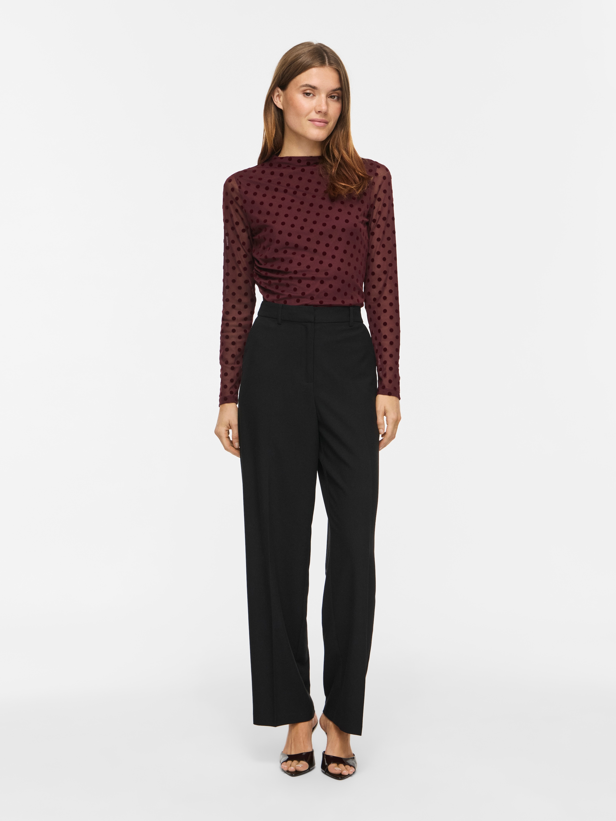 Vila Langarmshirt »VIRIKKE L/S FUNNEL NECK TOP - NOOS« Materialmix, eng geschnitten