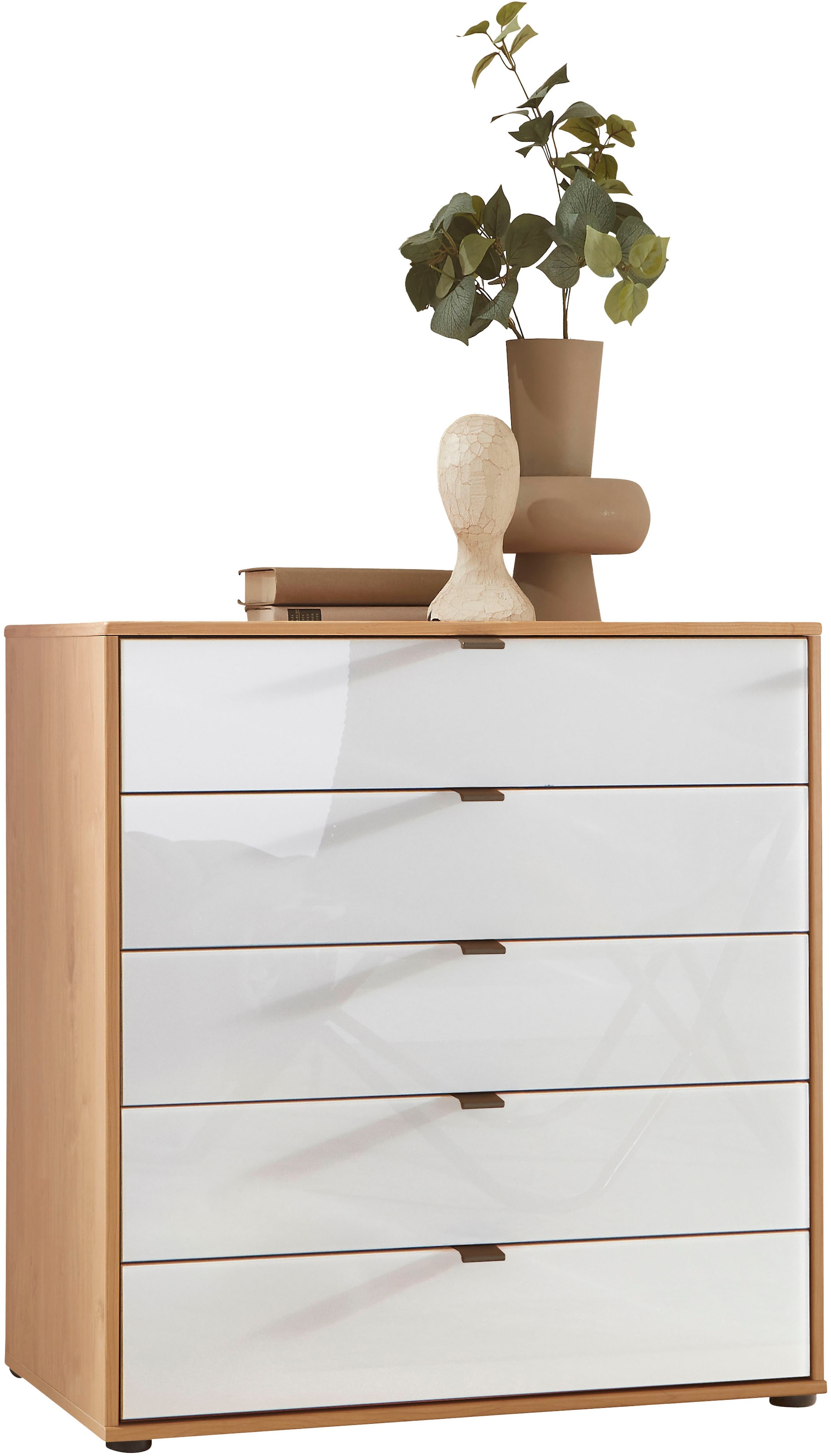 WIEMANN Schubkastenkommode "Cardiff Sideboard, Wäscheschrank, teilmassiv Erle, mit Schubladen" Glas- oder Massivholzfront, verschiedene Breiten, MADE IN GERMANY, Schubkästen inklusive Selbsteinzug und Dämpfung