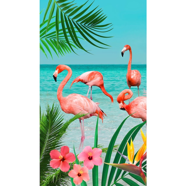 good morning Strandtuch »Flamingo«, (1 St.), mit Flamingos bei
