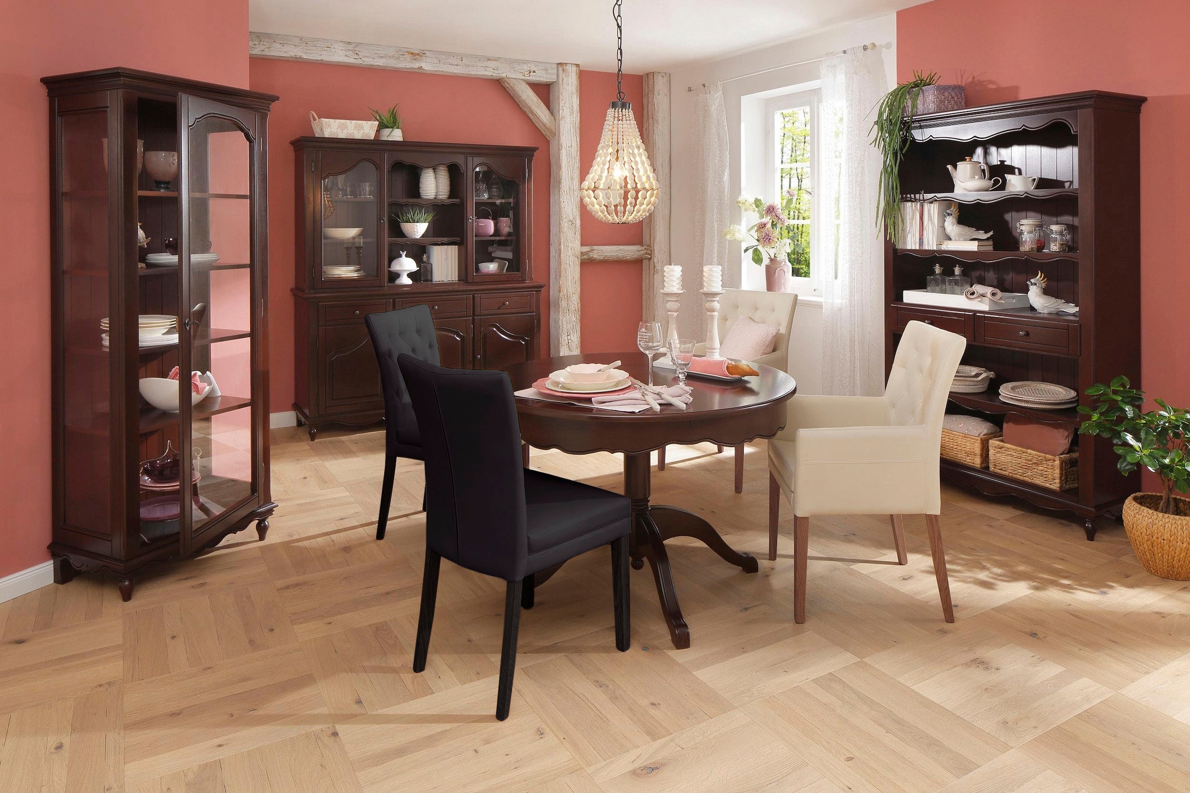Home affaire 4-Fußstuhl »Colorado«, (Set), 6 St., Kunstleder, Beine aus Buche, wengefarben lackiert, Im 2er, 4er oder 6er-Set