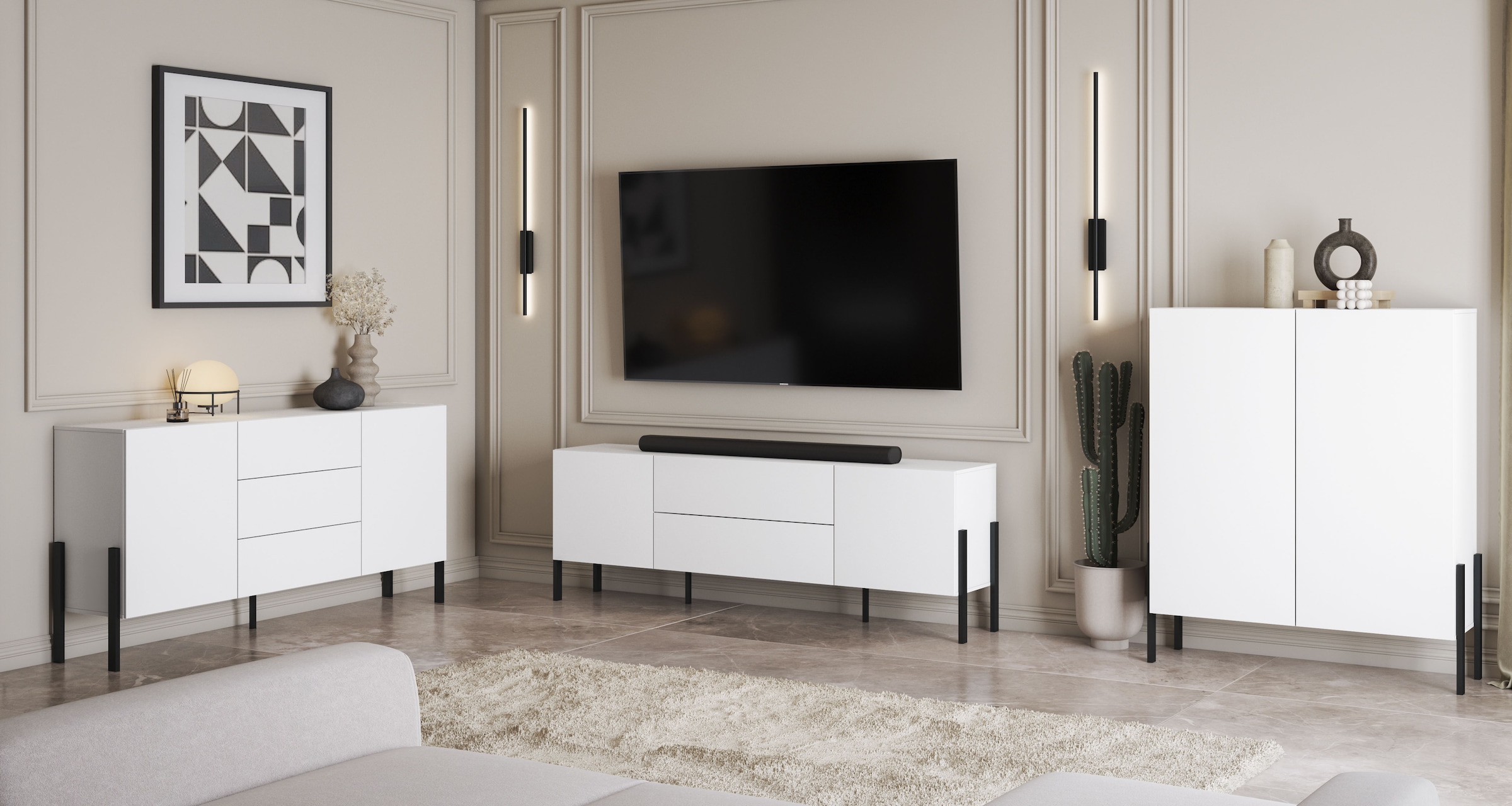 INOSIGN Kommode »Jukon, Breite 110 cm, moderne grifflose Hochschrank, 2Türen«, Highboard mit viel Stauraum, push-to-open-Funktion