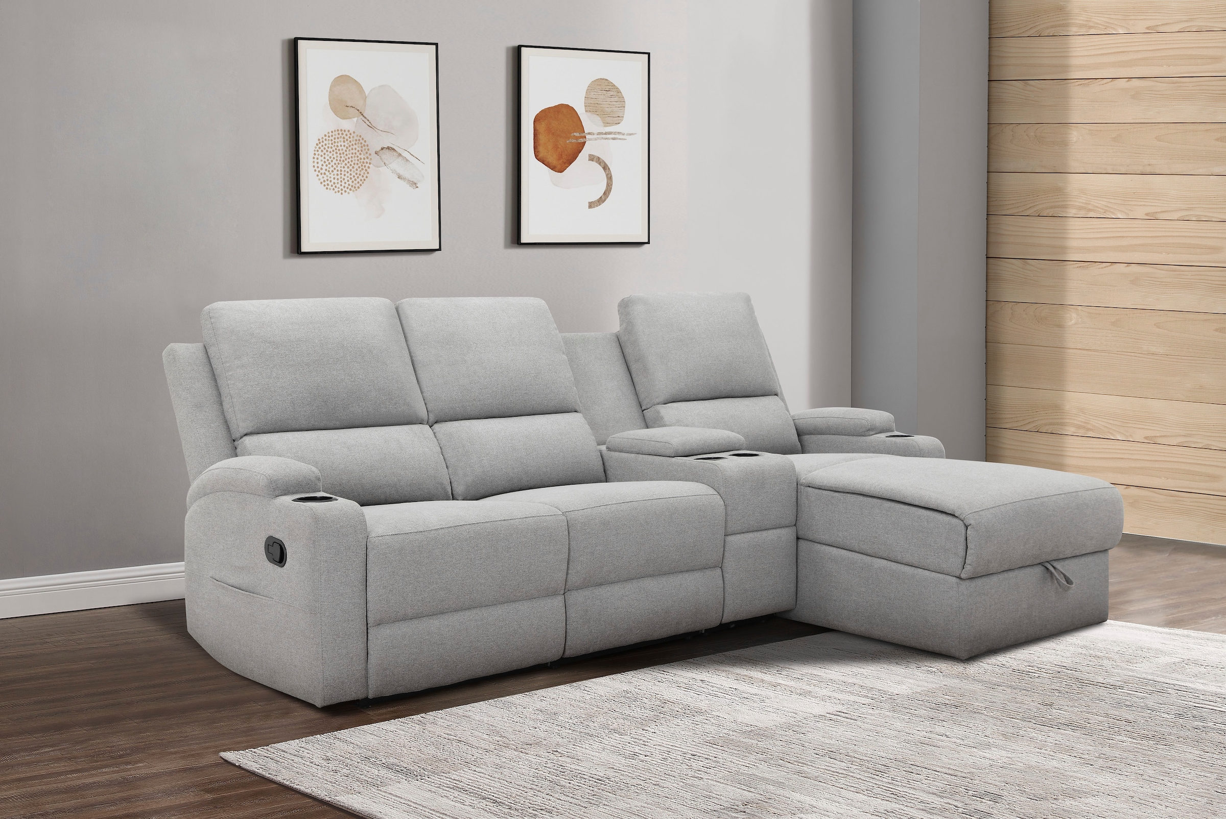 Home affaire Ecksofa »Napori Multimediasofa, 3er Kinosessel XXL, L-Form,«, Kinosofa mit Relaxfunktion, Getränkehalter, Staufach und Staukasten