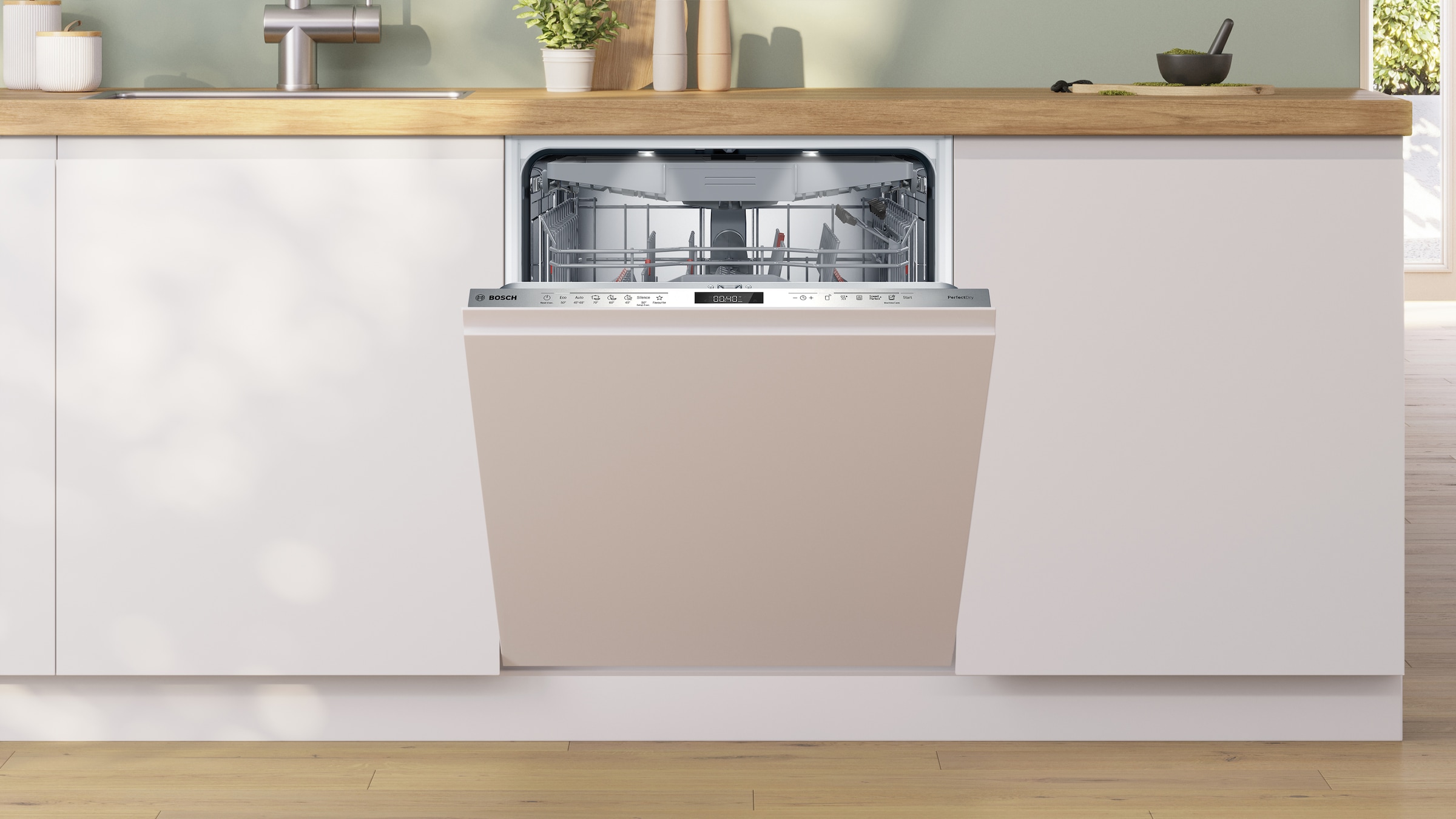 BOSCH vollintegrierbarer Geschirrspüler Serie 6 »SBV6ZCX25E« 14 tlg. Maßgedecke Time Light - Restzeit wird auf Küchenboden projiziert,  Rack Matic