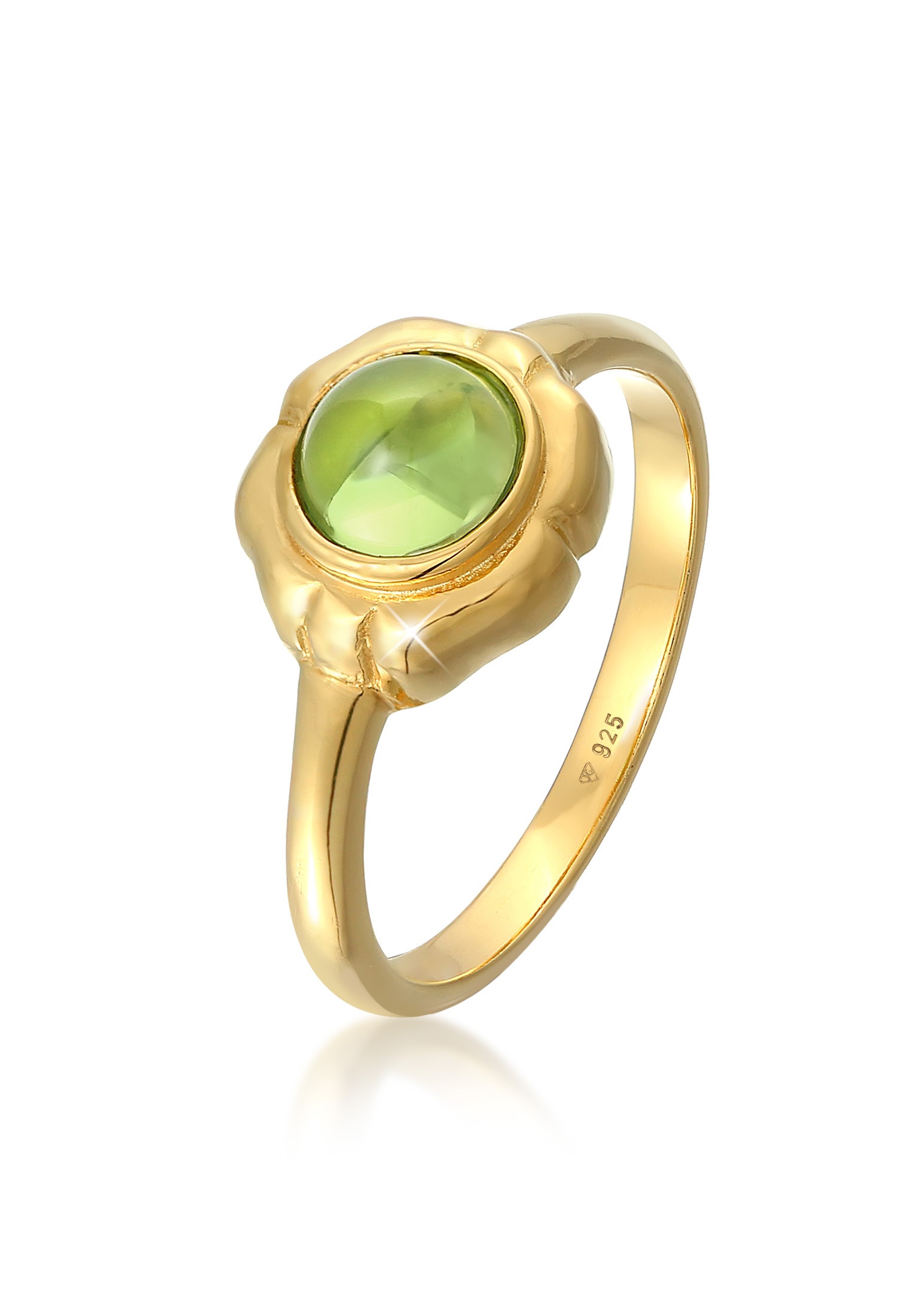 Elli Premium Fingerring »Ring Peridot Cabochon Grün Klassik 925 Silber«