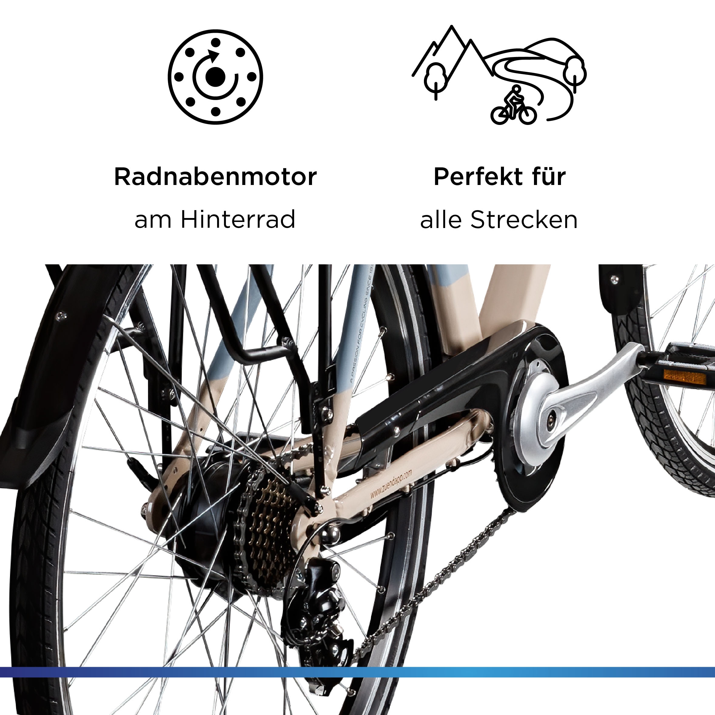 Zündapp »Z807« 7 Gang Shimano Altus Schaltwerk Kettenschaltung Heckmotor 250 W Pedelec, Elektrofahrrad für Damen und Herren
