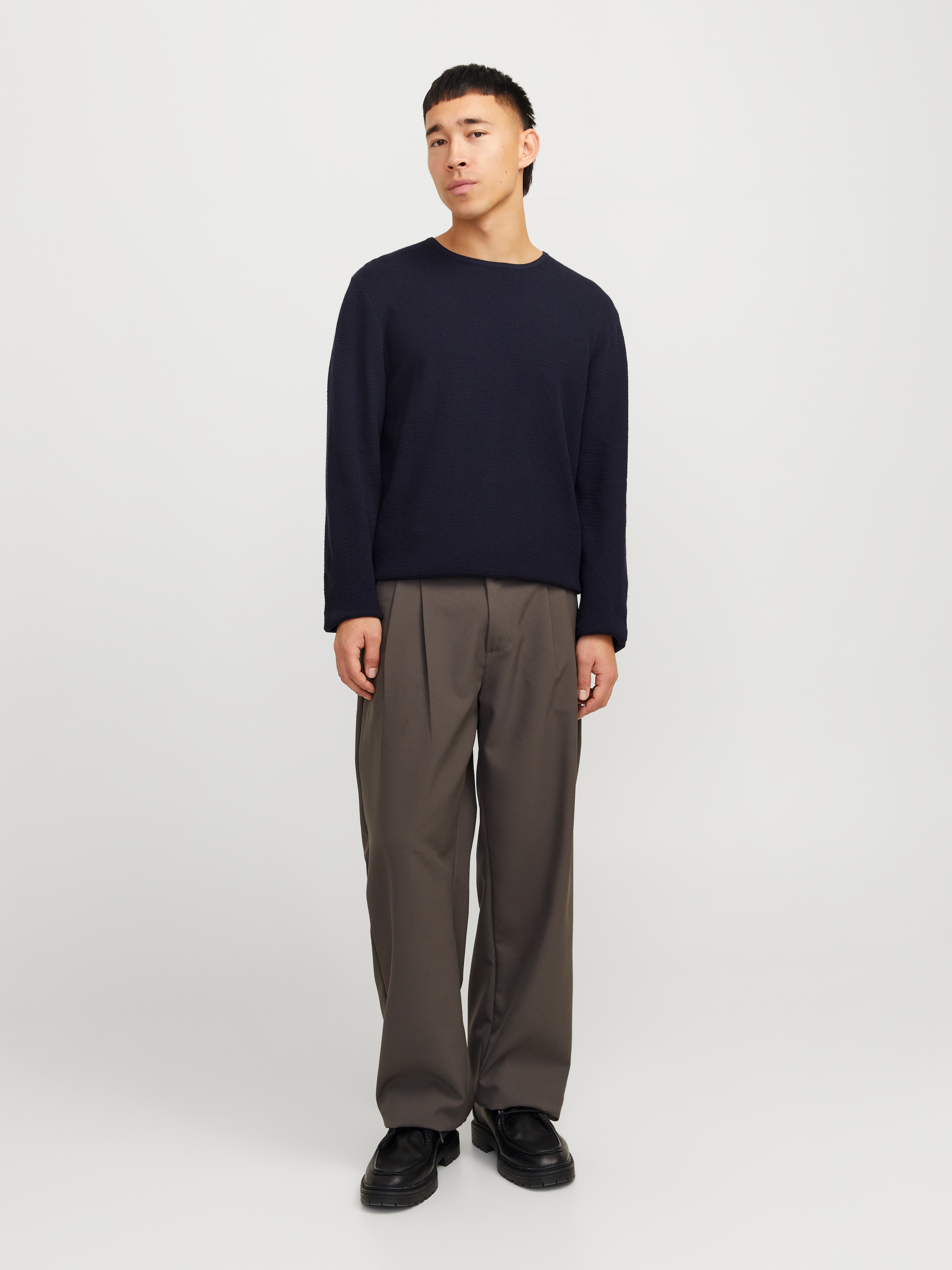 Jack & Jones Rundhalspullover »JJEGEORGE KNIT CREW NECK NOOS«, in Strick Optik