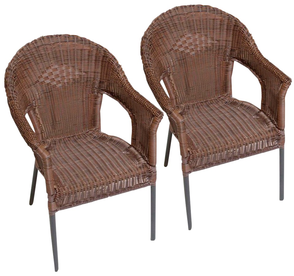 MERXX Gartensessel "Ravenna" Set, 2 Stk. tlg. 2er Set, Polyrattan, stapelbar, braun