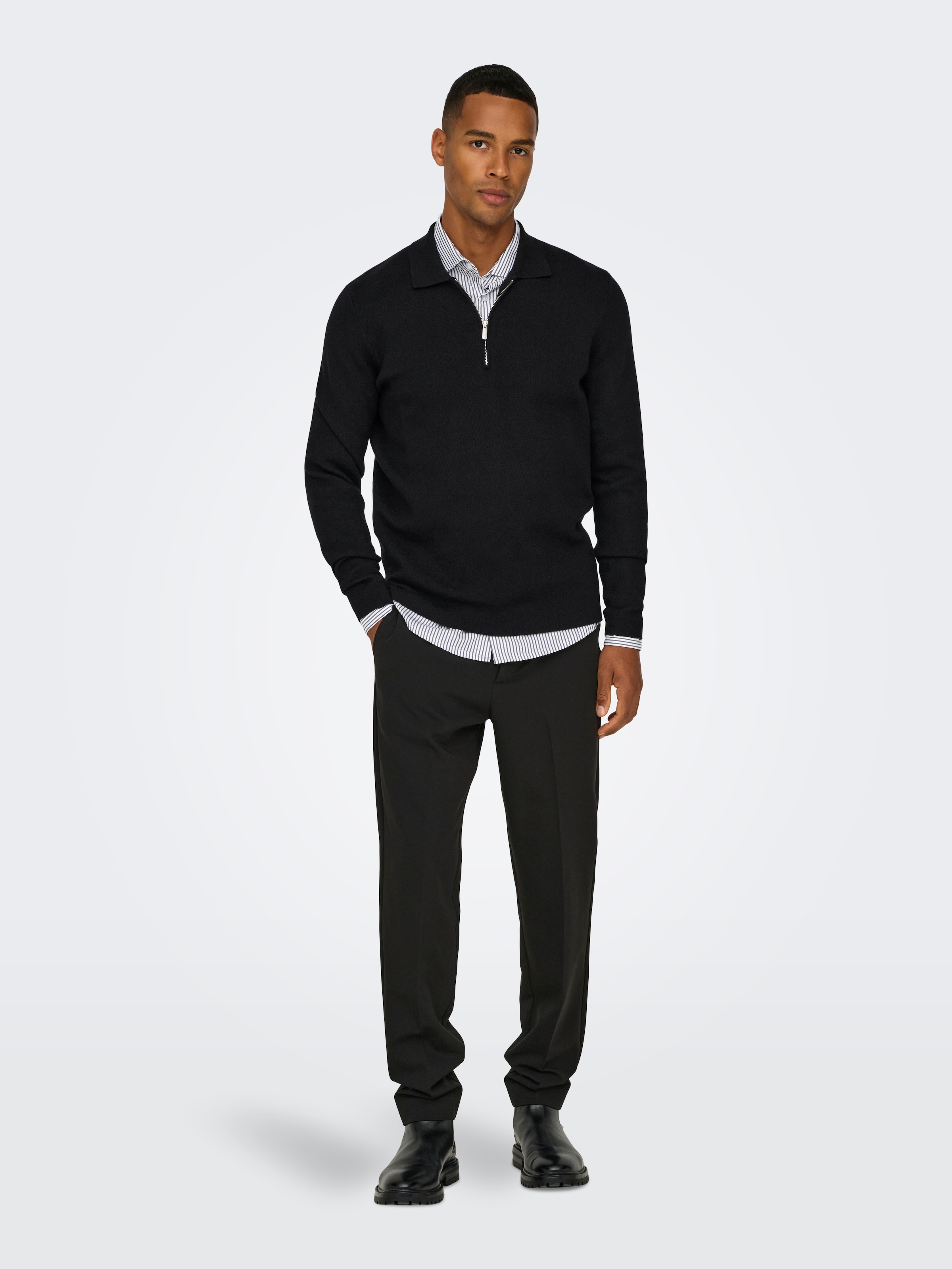ONLY & SONS Polokragenpullover »ONSCOOPER REG LS 12 HALF ZIP POLO«