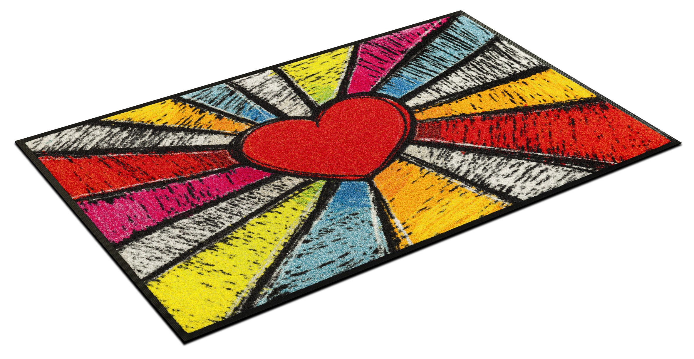 wash+dry by Kleen-Tex Fußmatte »Pop Art Heart« rechteckig 7 mm Höhe