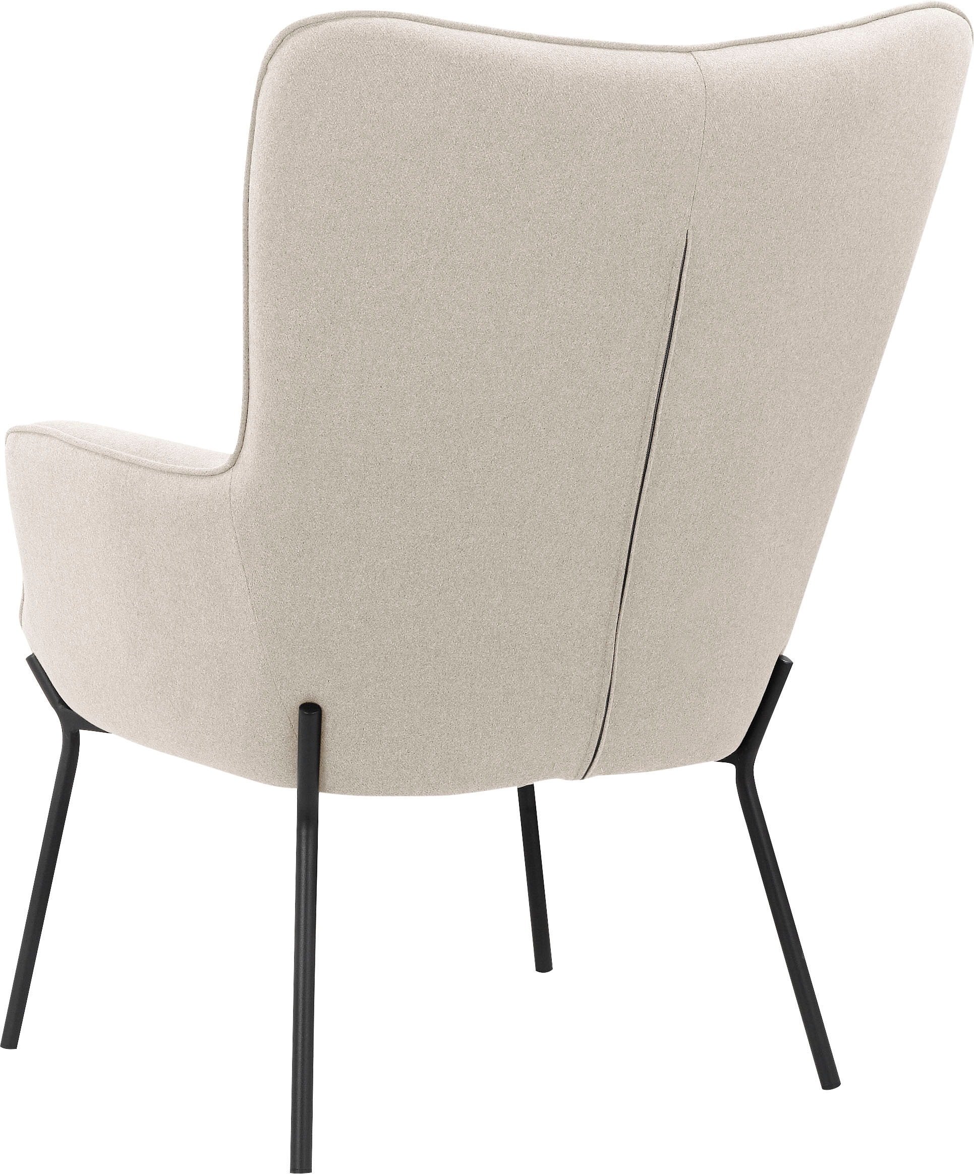 OTTO products Loungesessel »Luukas, Ohrensessel mit Metallbeinen,«, (1 St.), Stoff recyceltes Polyester, Sitz und Rücken gepolstert, Sitzhöhe 46 cm