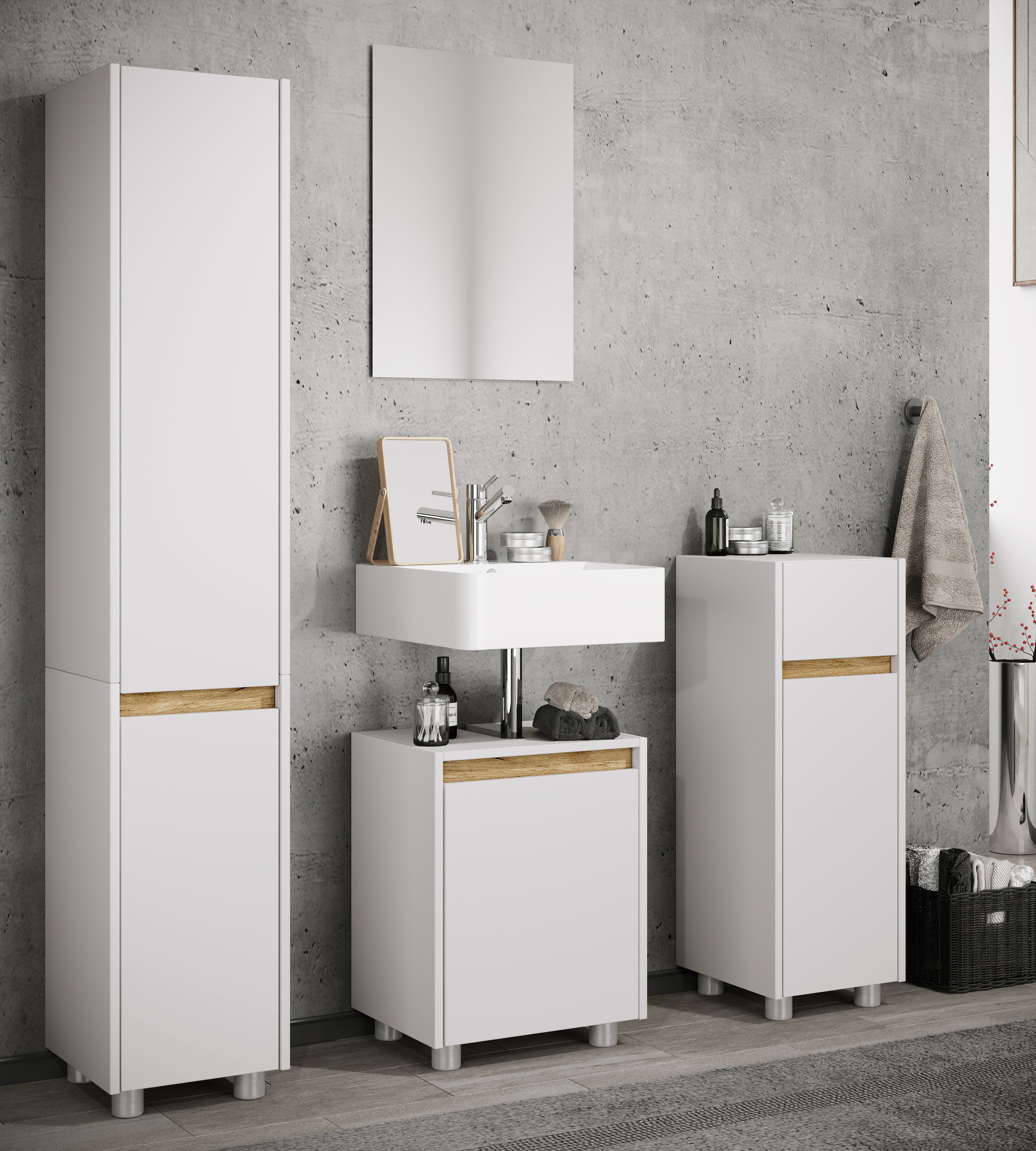 VCM Waschbeckenschrank »Holz Badschrank Badunterschrank 55x42x33 Cosila« 1 Stk. tlg.