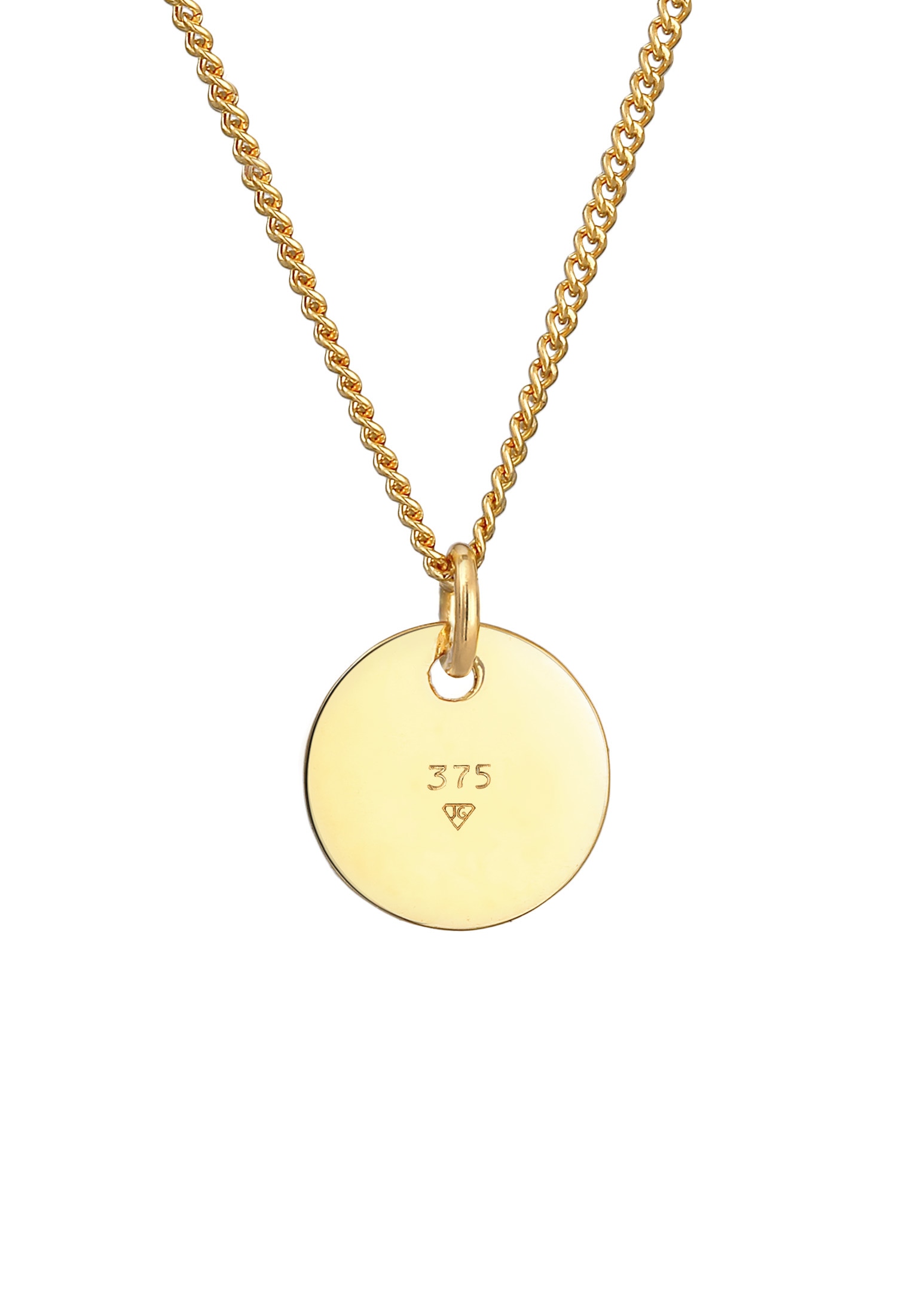 Elli Premium Silberkette »Halskette Kids Plättchen Coin 375 Gelbgold«