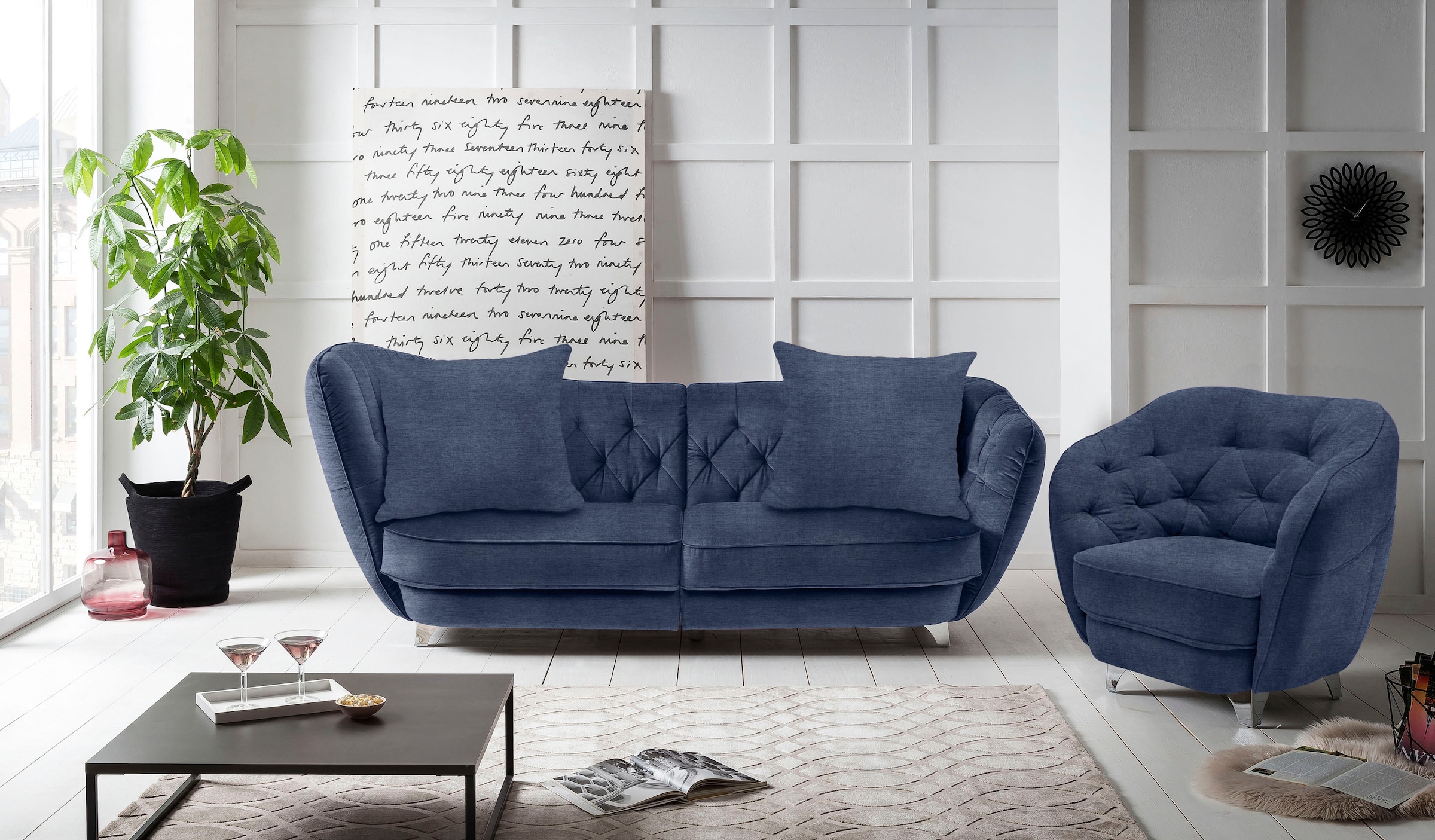 Leonique Big-Sofa »Retro«, stylischer Hochlehner