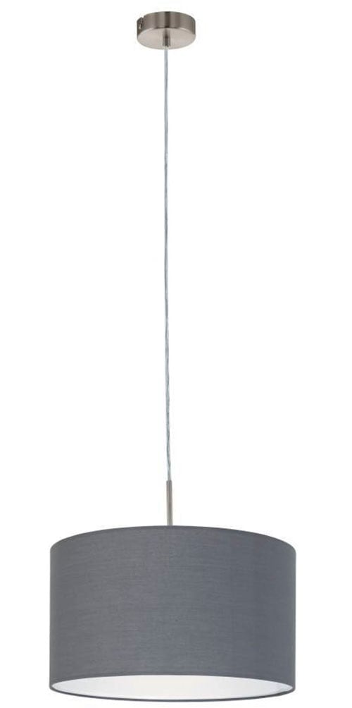 EGLO Pendelleuchte »PASTERI Pendellampe, Hängeleuchte, grau, nickel-matt, Textil, E27«, 1 flammig, Leuchtmittel E27 | ohne Leuchtmittel, Hängelampe, Wohnzimmer, Esszimmer, Küche, Textilschirm, 110x38cm