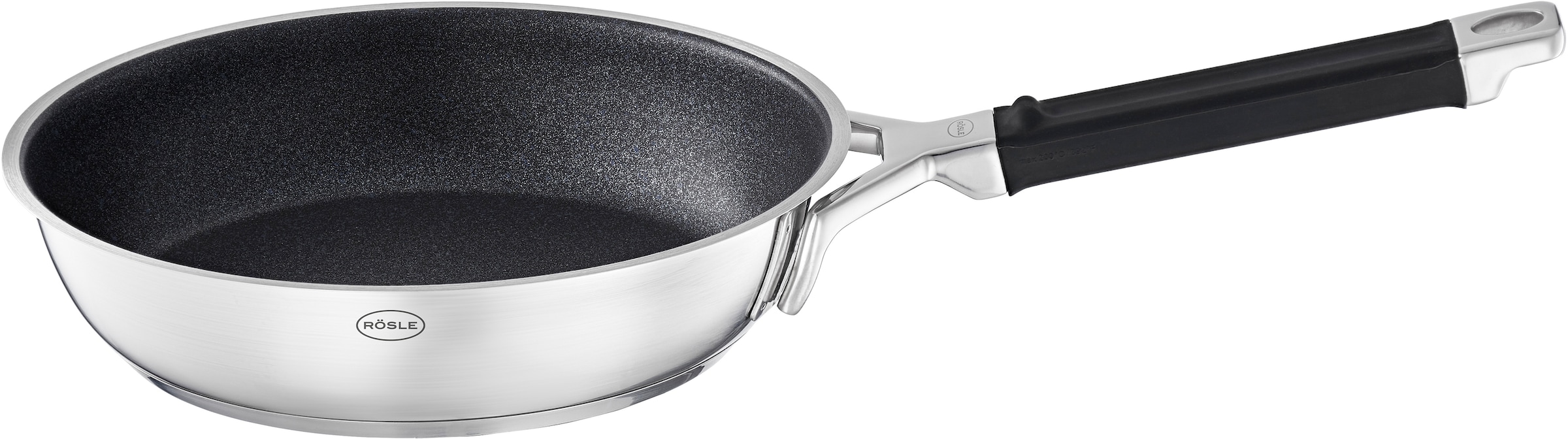 RÖSLE Bratpfanne "SILENCE PRO" Edelstahl 18/10 1 Stk. tlg. kratzfeste Premium-Antihaftversiegelung, Silikongriff, Induktion