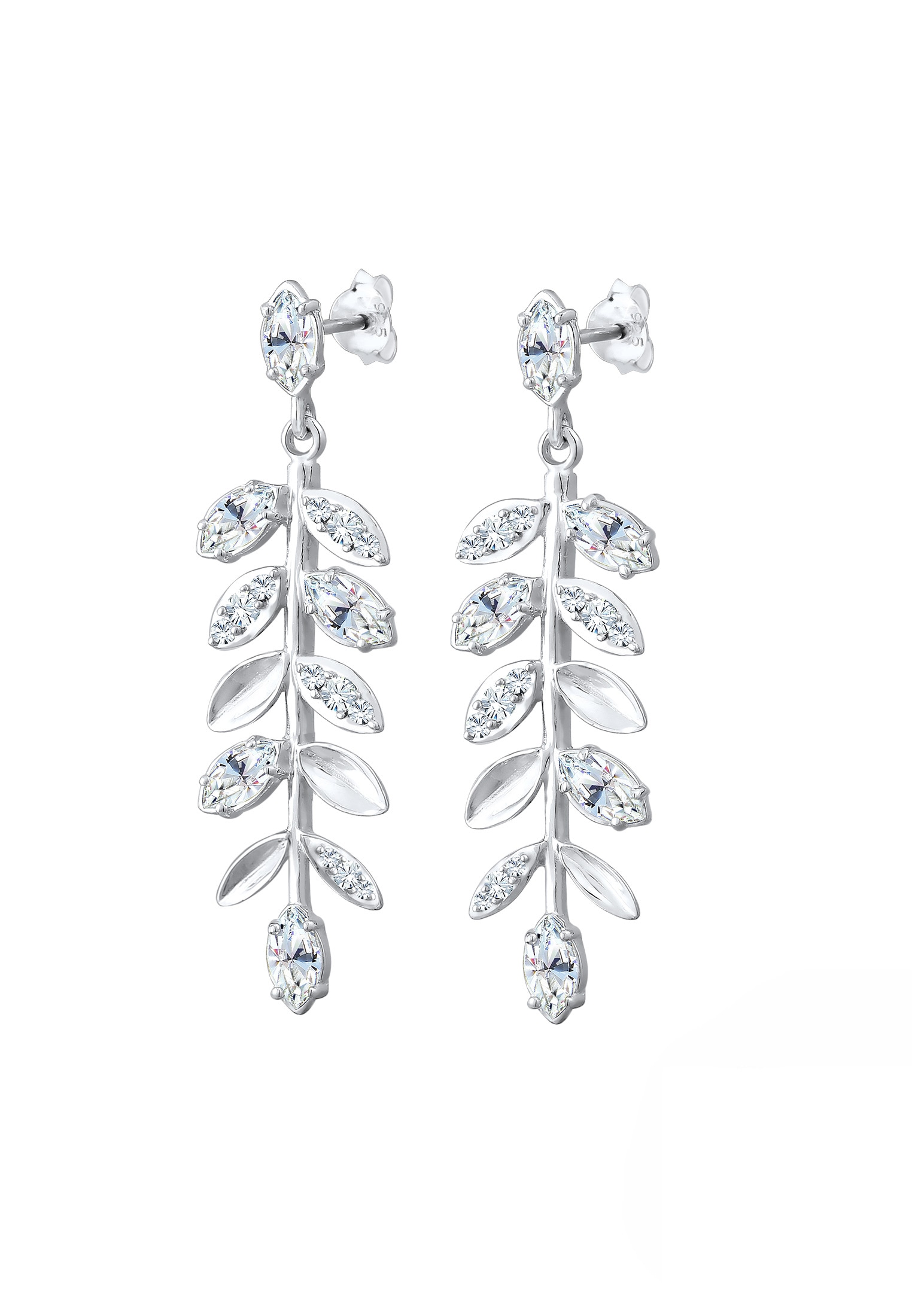Elli Premium Paar Ohrhänger »Ohrringe Ohrhänger Blatt Glas Kristalle 925 Sterling Silber«