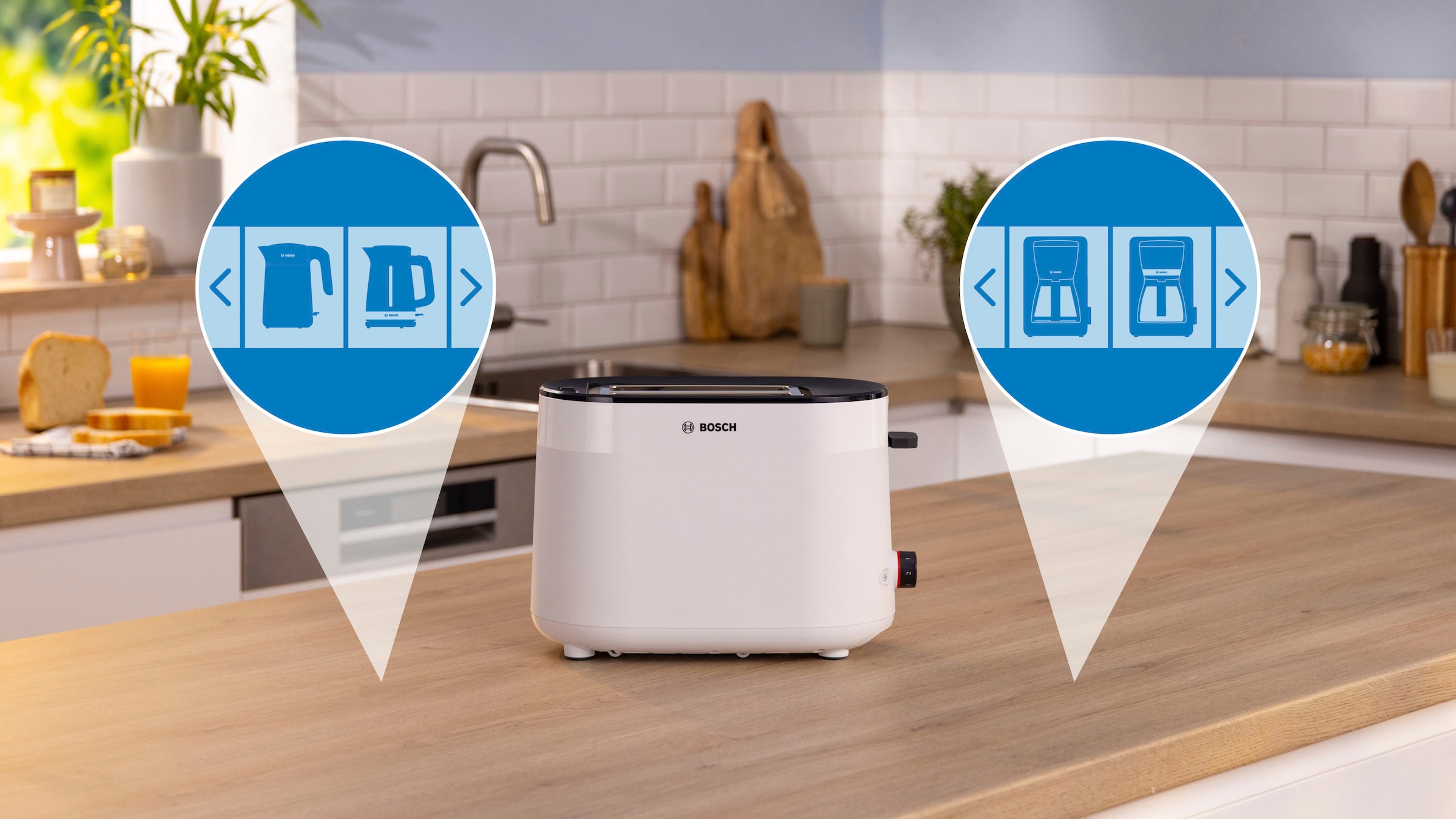 BOSCH Toaster »MyMoment TAT2M121«, 2 Schlitze, für 2 Scheiben, 950 W, integrierter Brötchenaufsatz, Auftaufunktion, Brotzentrierung, AutoOff