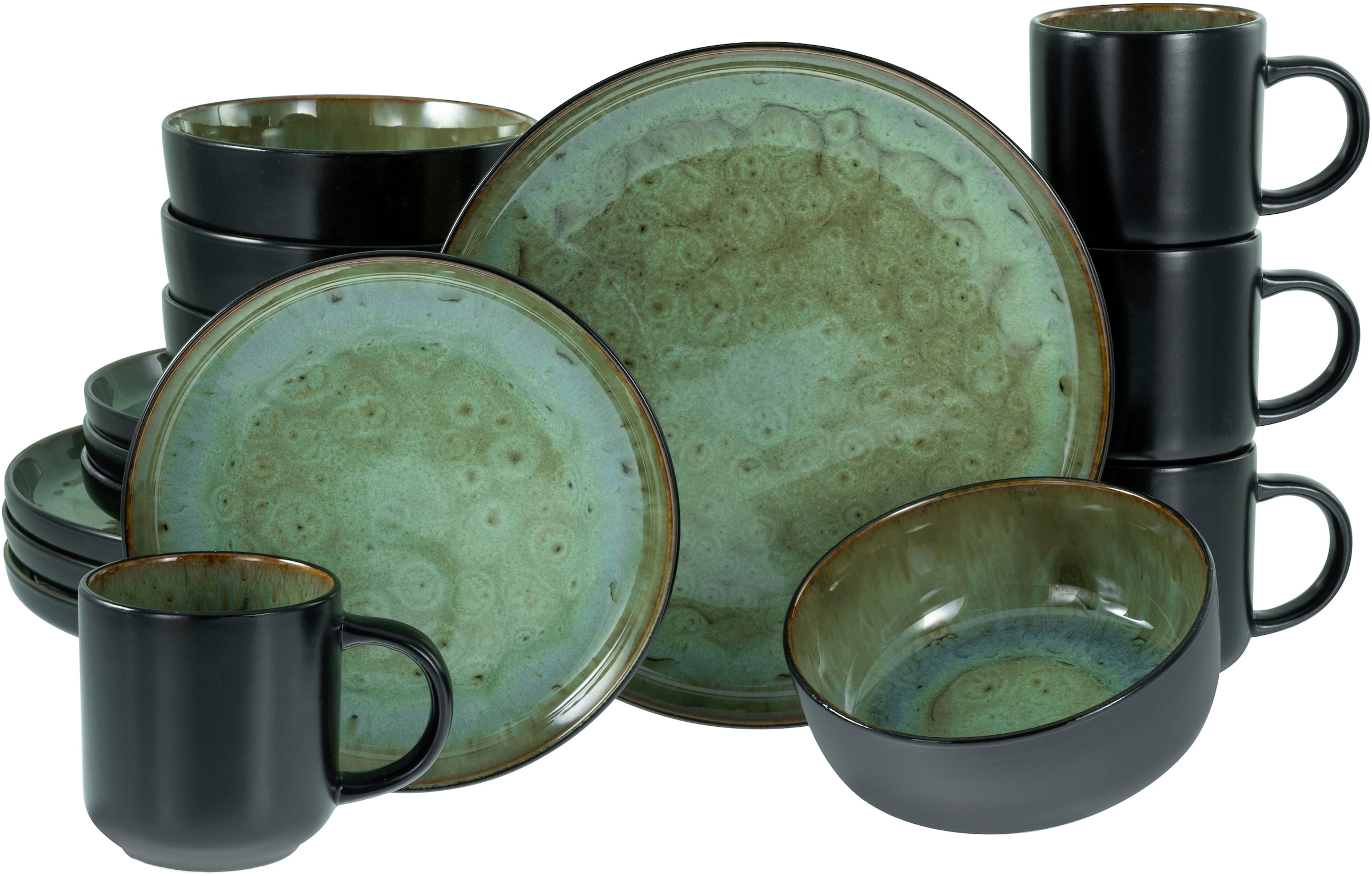 CreaTable Kombiservice »Nordic Fjord, Kombiservice 16-tlg« Reaktivglasur, Scandi-Style