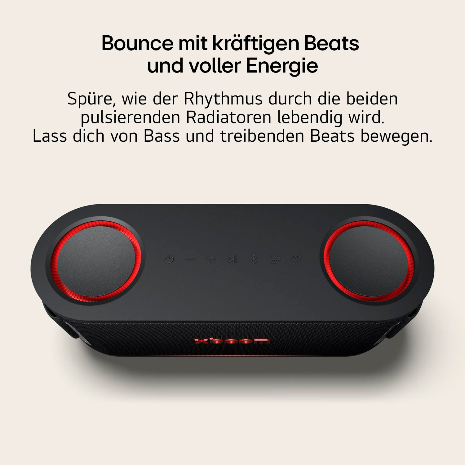 LG Bluetooth-Speaker »xboom BOUNCE« 2.1 (Bluetooth Apple Siri | Beleuchtungseffekte | EQ Modi | Extra Bass | Google Assistant | Lautstärkeanpassung | Multipoint Anbindung | Wireless Party Connect 40 W)