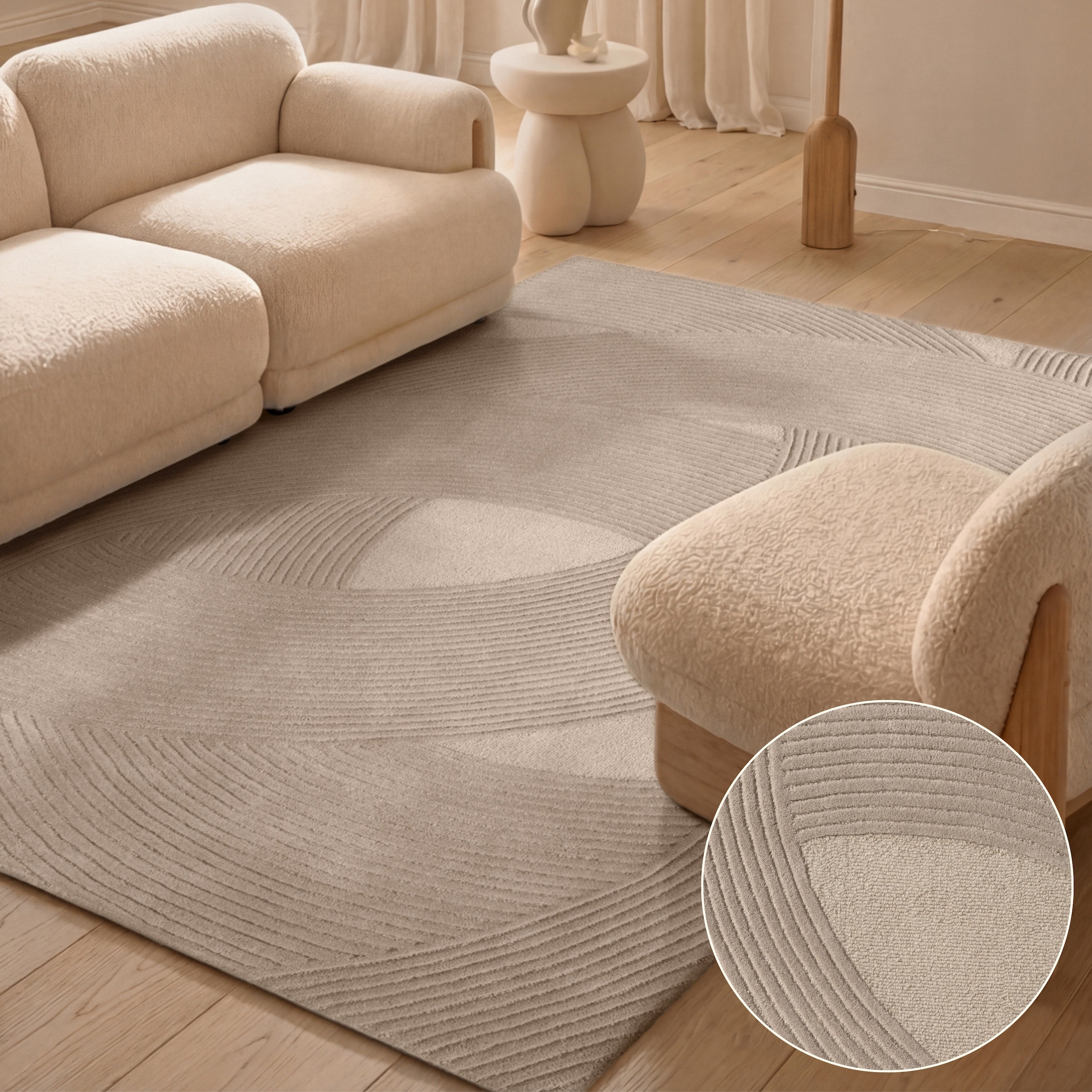 Ted Baker Wollteppich »Victoria  , auch in rund« rechteckig 18 mm Höhe Naturteppich Wolle, Hoch-Tief-Design, Wohnzimmer, Schlafzimmer