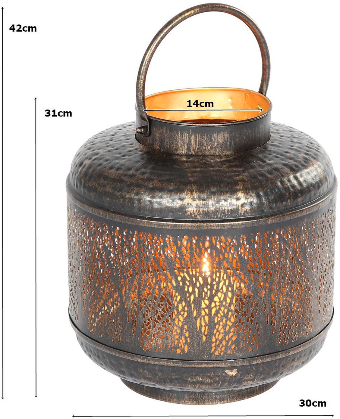 Ambiente Haus Kerzenlaterne »Laterne Walddesign mit Griff - (H) 42 cm«, (1  St.) auf Rechnung bestellen