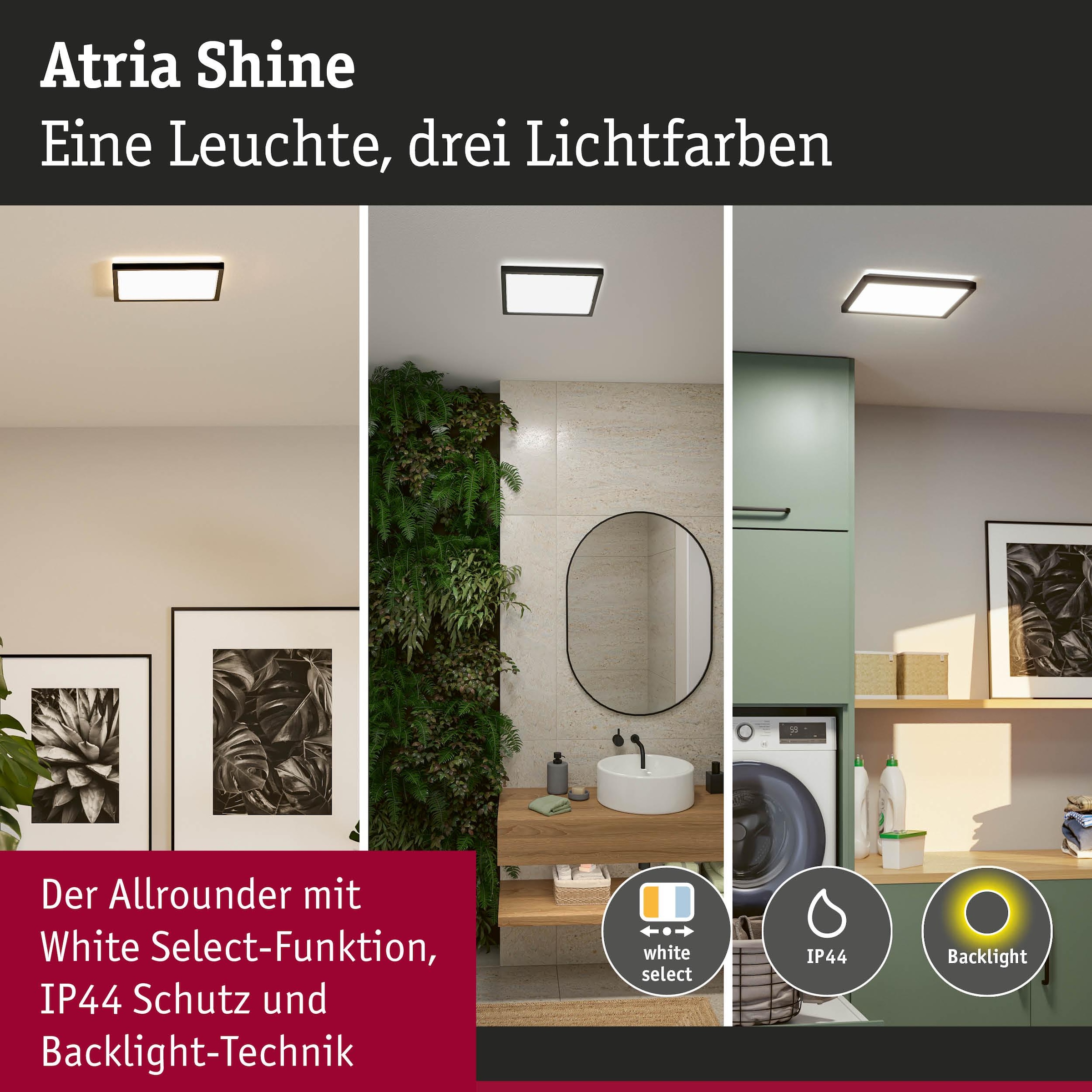 Paulmann LED Panel »Atria Shine IP44 eckig 298x298mm 15,7W 2100lm 3000 - 6500K« LED-Modul 1 Stk. Tageslichtweiß Farbwechsler