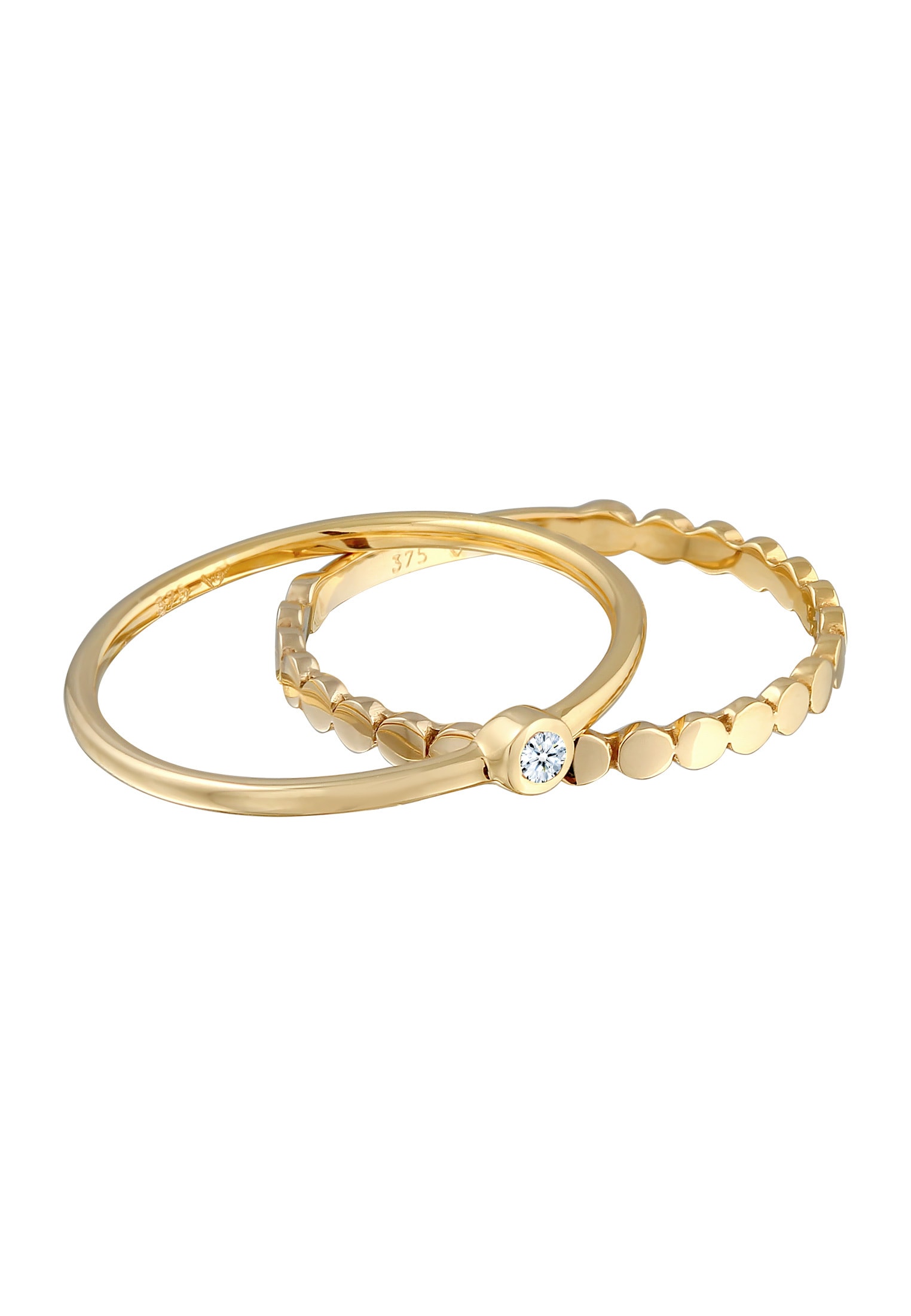 Elli DIAMONDS Ring-Set »Ring Eternity Solitär Diamant (0.03 ct) Set 375 Gelbgold«