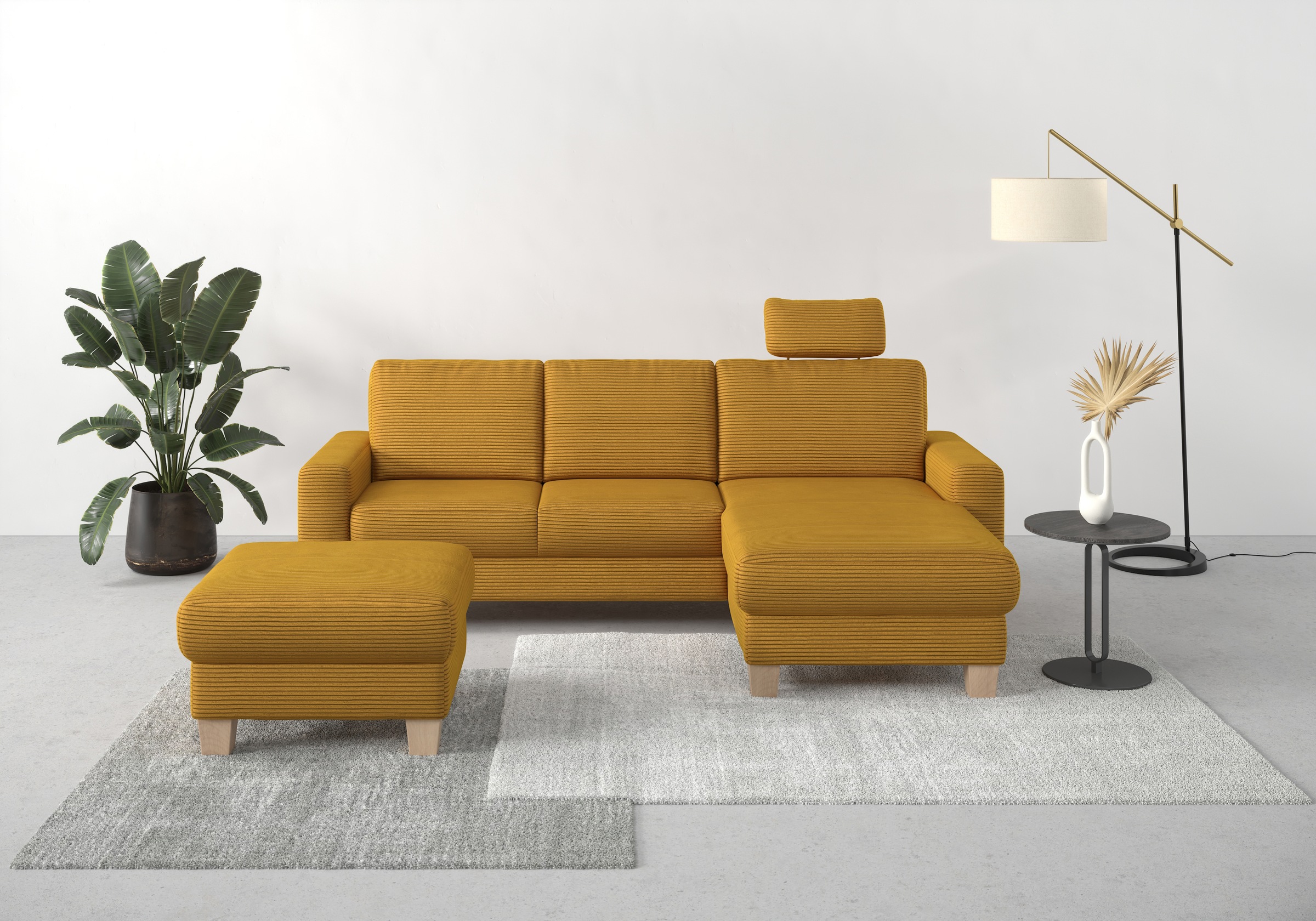 Home affaire Ecksofa »Summer L-Form«, mit Recamiere, mit oder ohne Bettfunktion und Bettkasten, Cord-Bezug