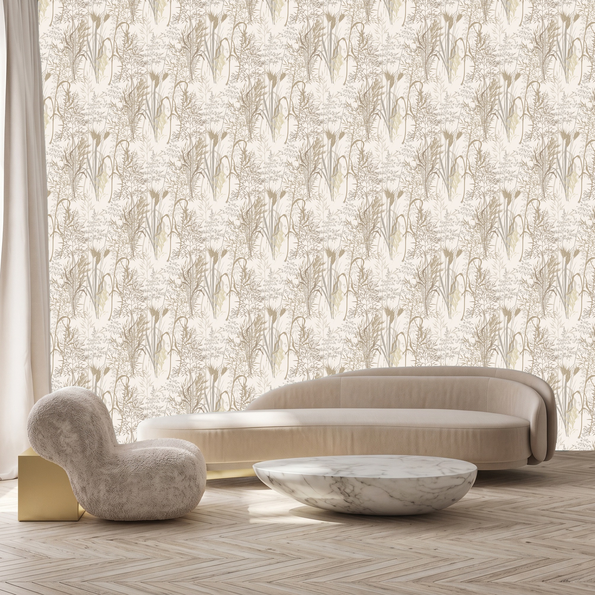 queence 3D-Tapete »Gräser und Pflanzen, selbstklebendes Wandpaneel« Motiv | bedruckt | mehrfarbig texturiert 60 x 250 cm Fototapete, Mustertapete, Anbringung ohne Kleister