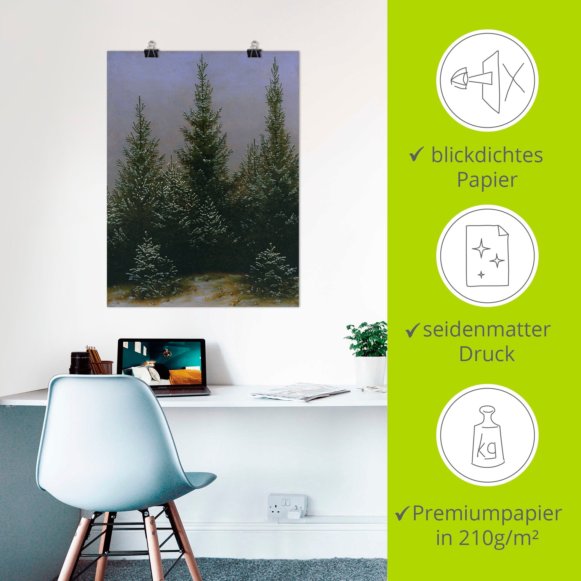 Artland Kunstdruck »Fichtendickicht im Schnee Dresdner Heide«, Bäume, (1 St.), als Alubild, Leinwandbild, Wandaufkleber oder Poster in versch. Größen