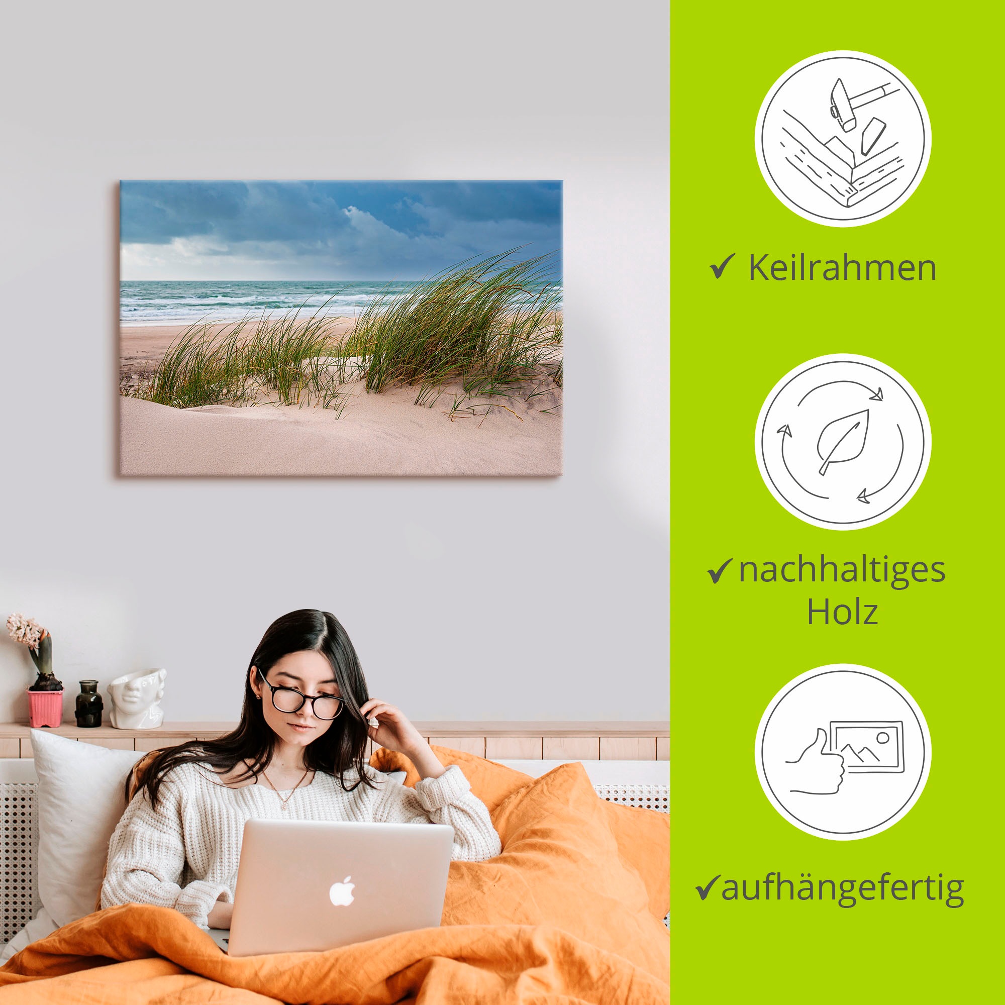 Artland Leinwandbild »Düne und Strand bei Hirtshals Dänemark I« Küstenbilder 1 Stk. tlg. auf Holzrahmen gespannt