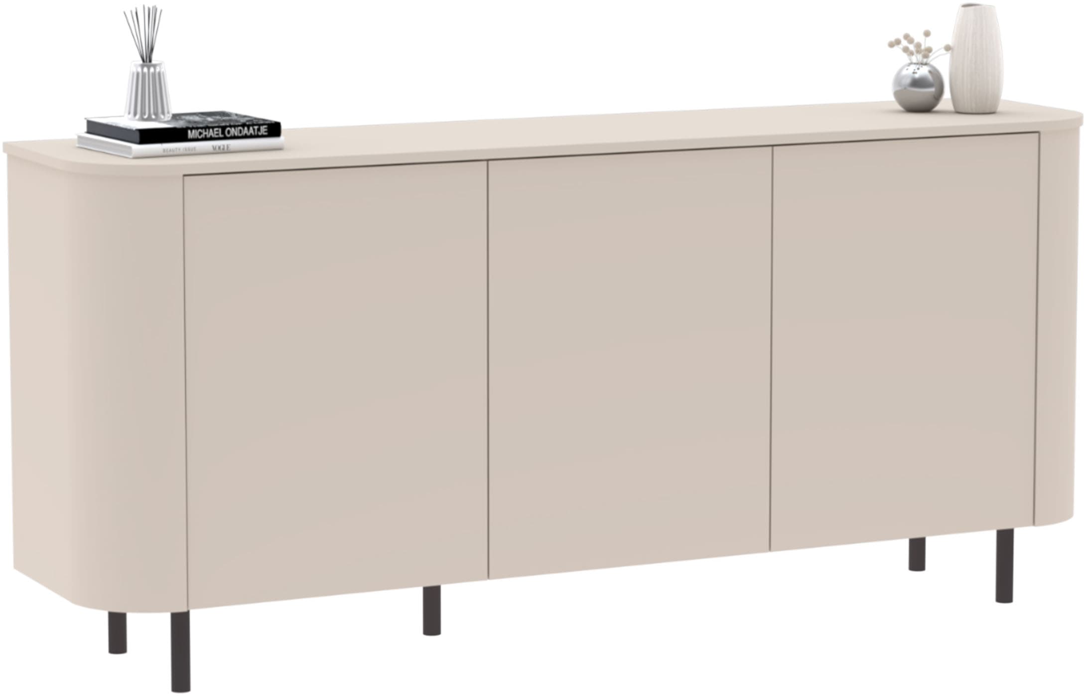OTTO home Sideboard »Lido, 181 cm breit, 3 Türen, Anrichte, Kommode, Stauraumschrank« Formgebogenes MDF, Stirnseiten mit Rundung, Push-to-open, Metallfüße